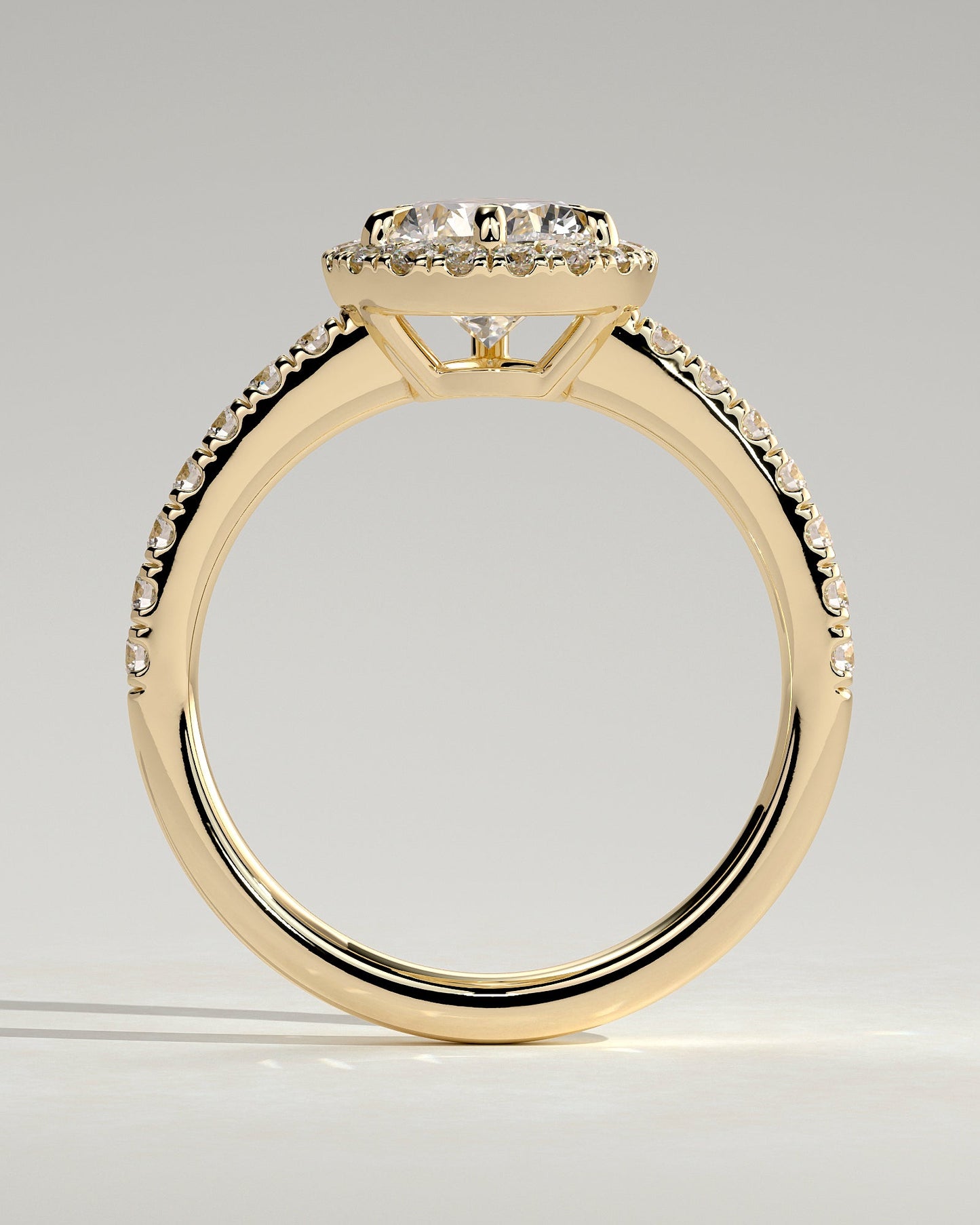 Round Halo, Pave & Split Shank Engagement Ring – 1.93 CT Lab Grown Diamond