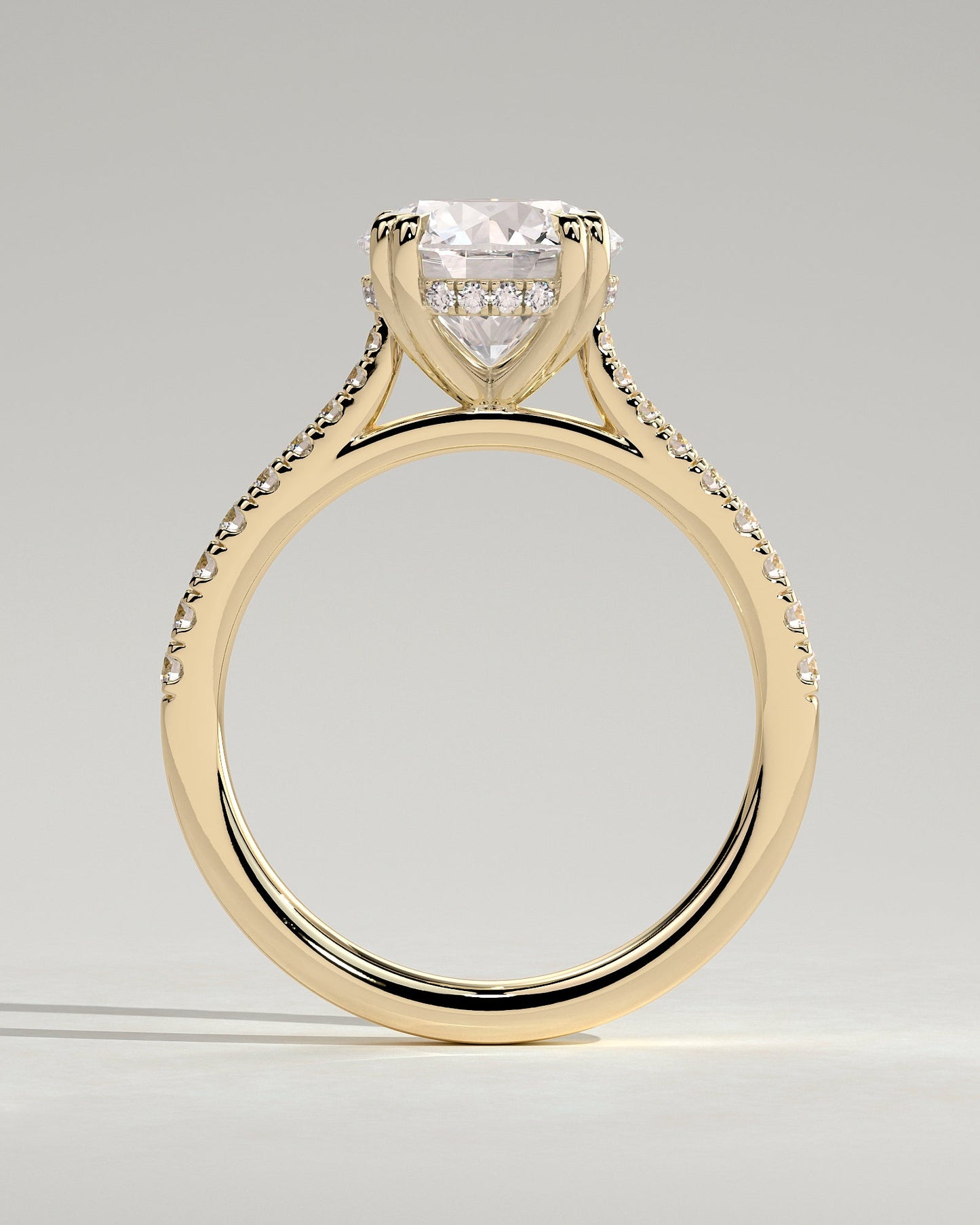 Round Halo, Pave & Split Shank Engagement Ring – 1.93 CT Lab Grown Diamond