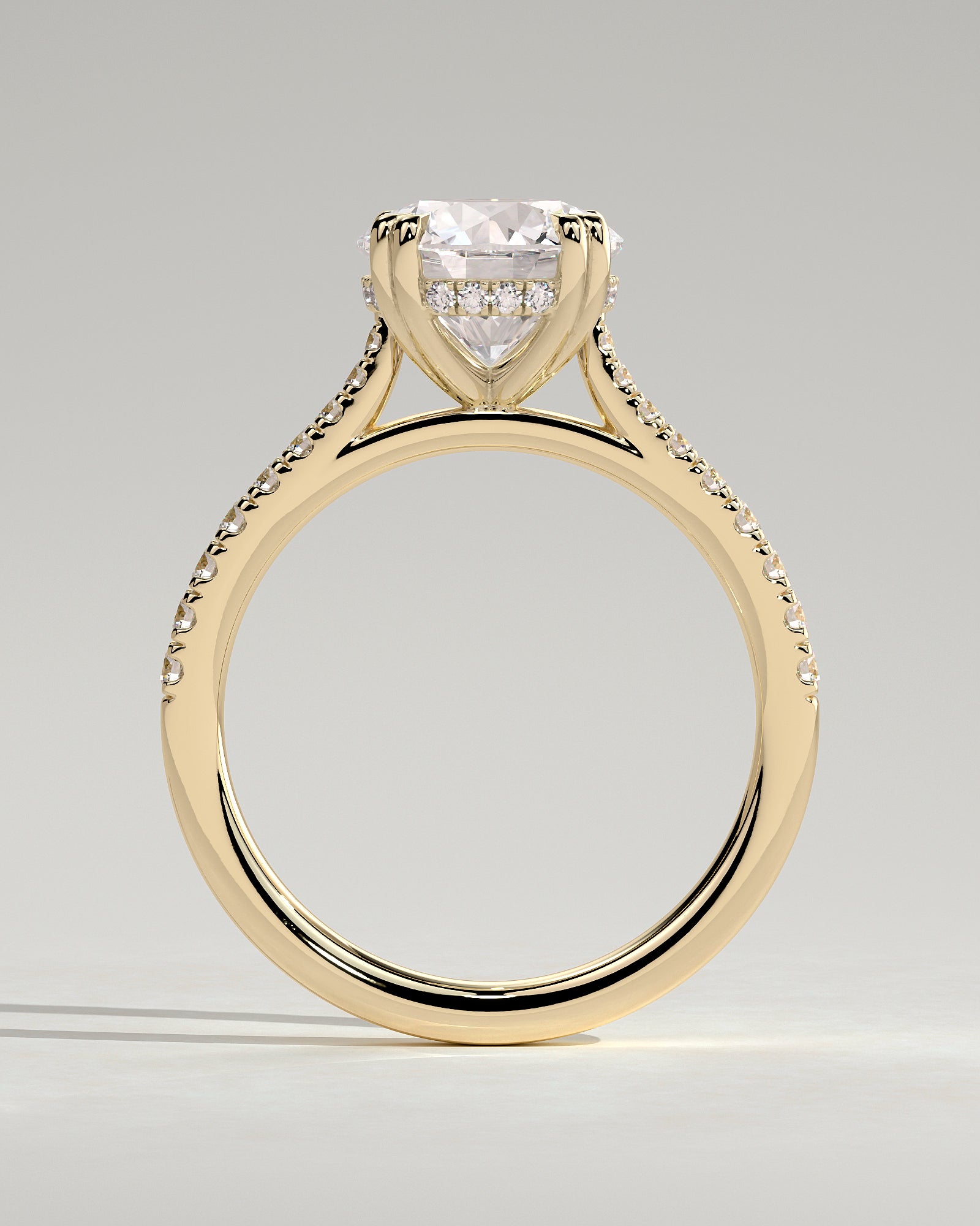 Round Halo, Pave & Split Shank Engagement Ring – 1.93 CT Lab Grown Diamond