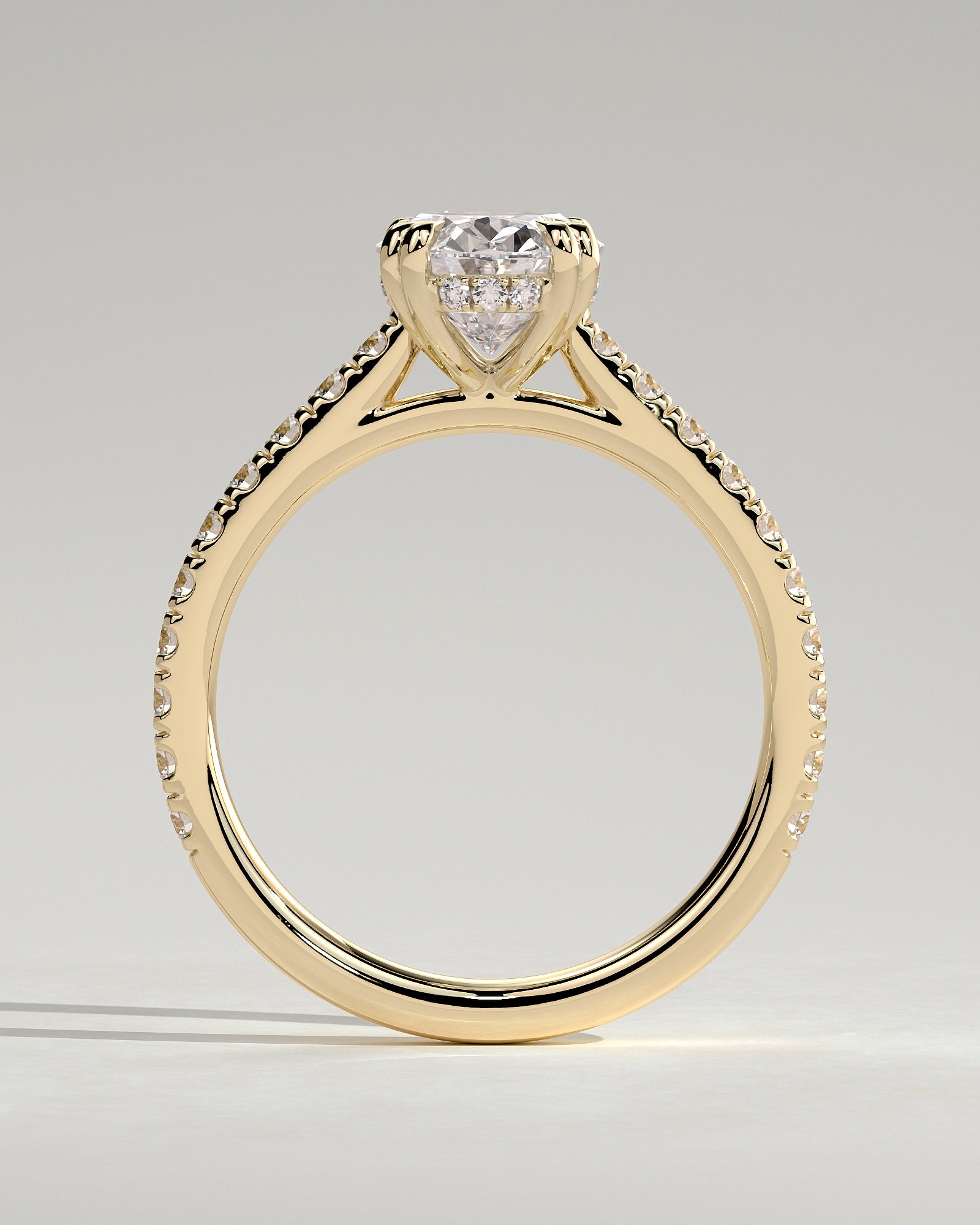 Round Halo, Pave & Split Shank Engagement Ring – 1.93 CT Lab Grown Diamond