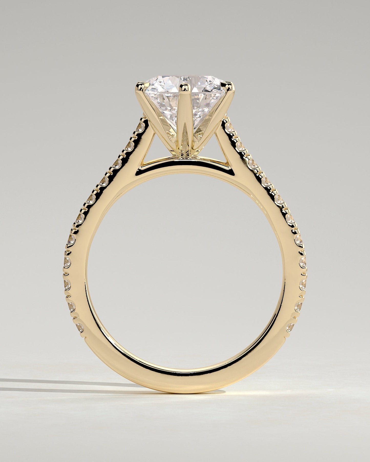 Round Halo, Pave & Split Shank Engagement Ring – 1.93 CT Lab Grown Diamond