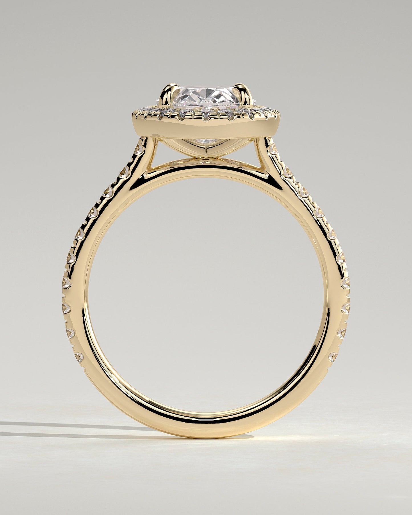 Round Halo, Pave & Split Shank Engagement Ring – 1.93 CT Lab Grown Diamond