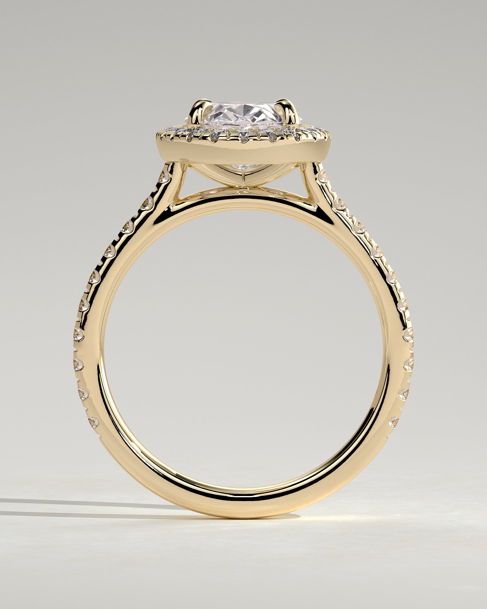 Round Halo, Pave & Split Shank Engagement Ring – 1.93 CT Lab Grown Diamond