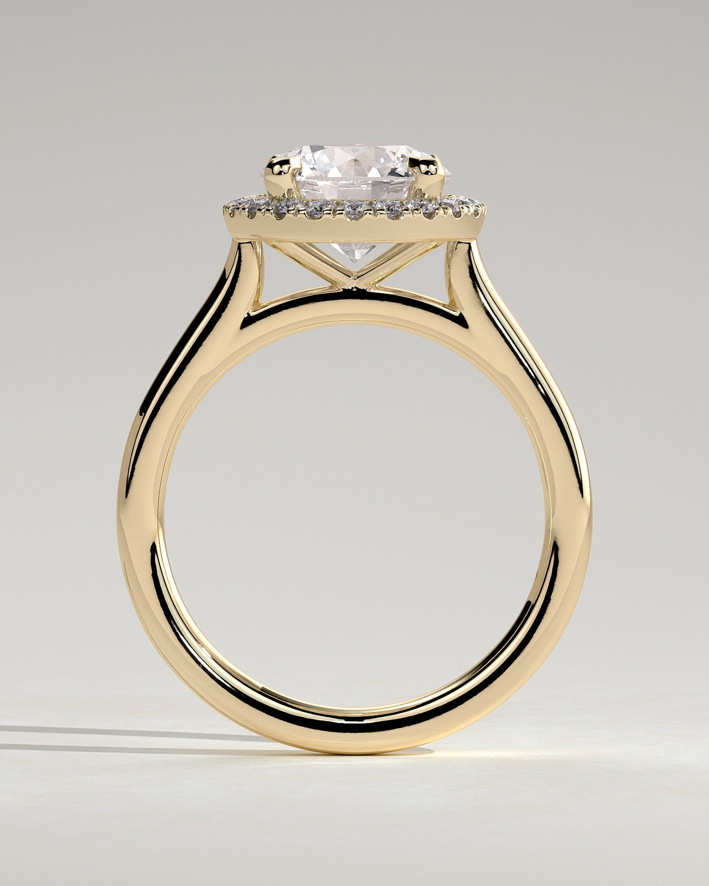 Round Halo, Pave & Split Shank Engagement Ring – 1.93 CT Lab Grown Diamond