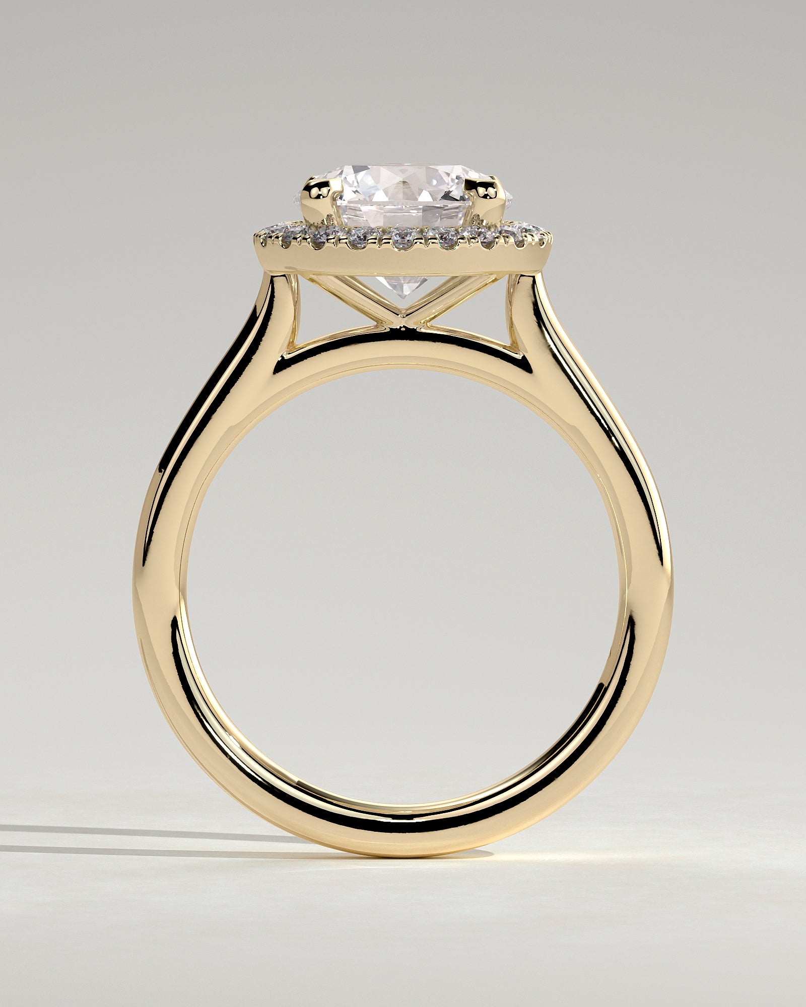 Round Halo, Pave & Split Shank Engagement Ring – 1.93 CT Lab Grown Diamond