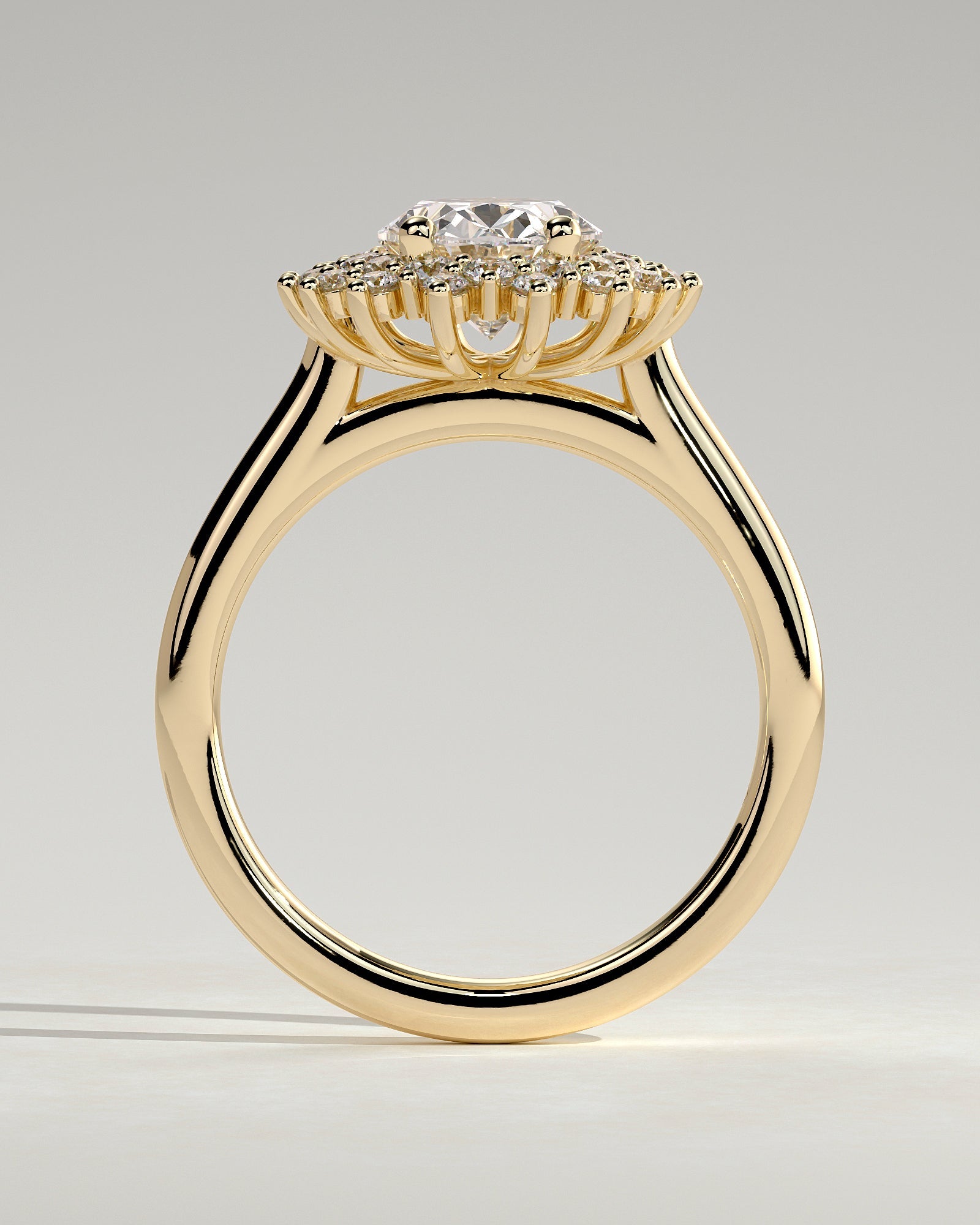 Round Halo, Pave & Split Shank Engagement Ring – 1.93 CT Lab Grown Diamond