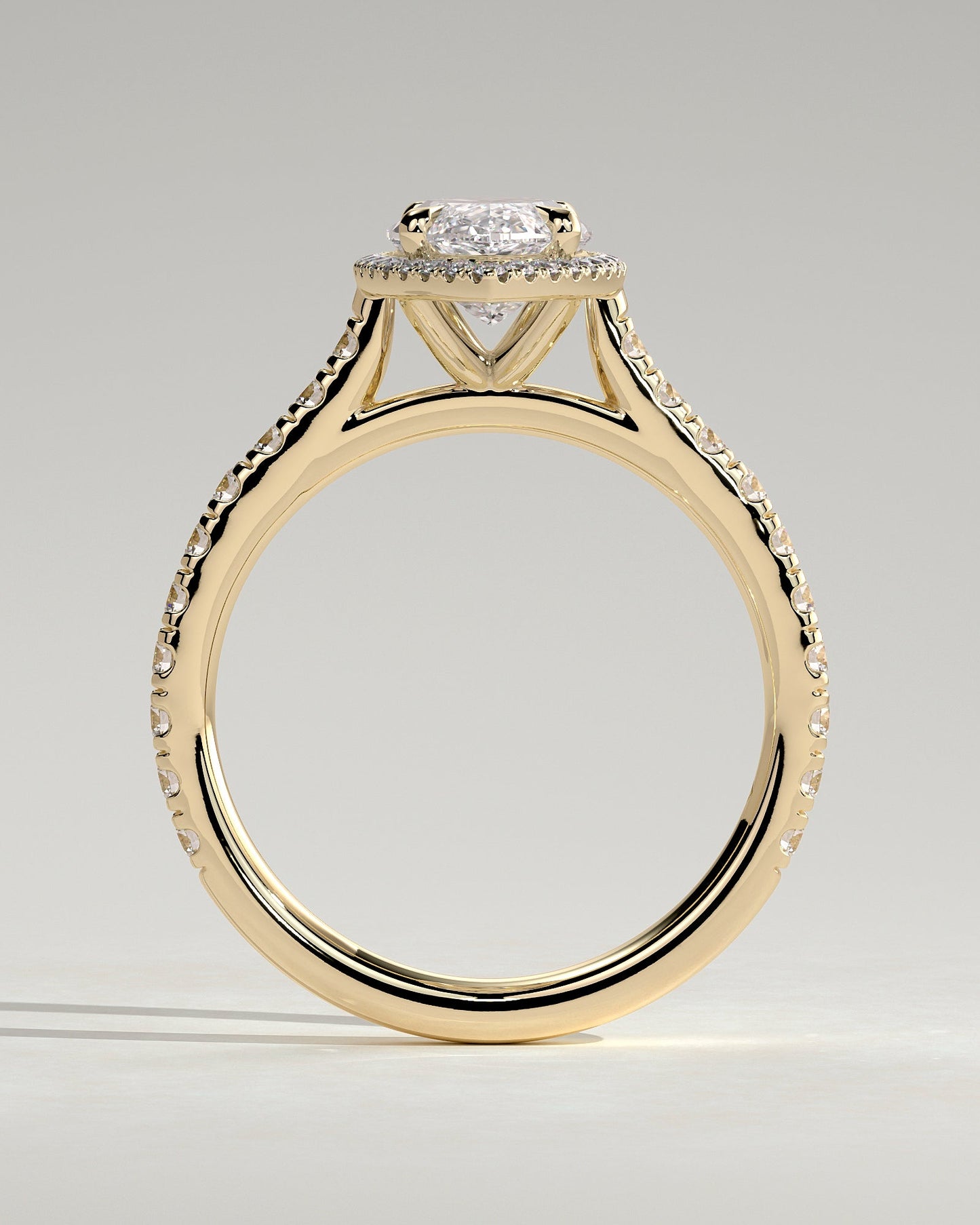 Round Halo, Pave & Split Shank Engagement Ring – 1.93 CT Lab Grown Diamond