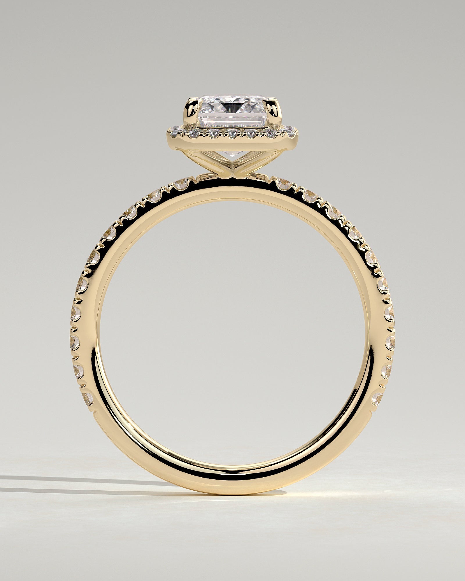 Round Halo, Pave & Split Shank Engagement Ring – 1.93 CT Lab Grown Diamond
