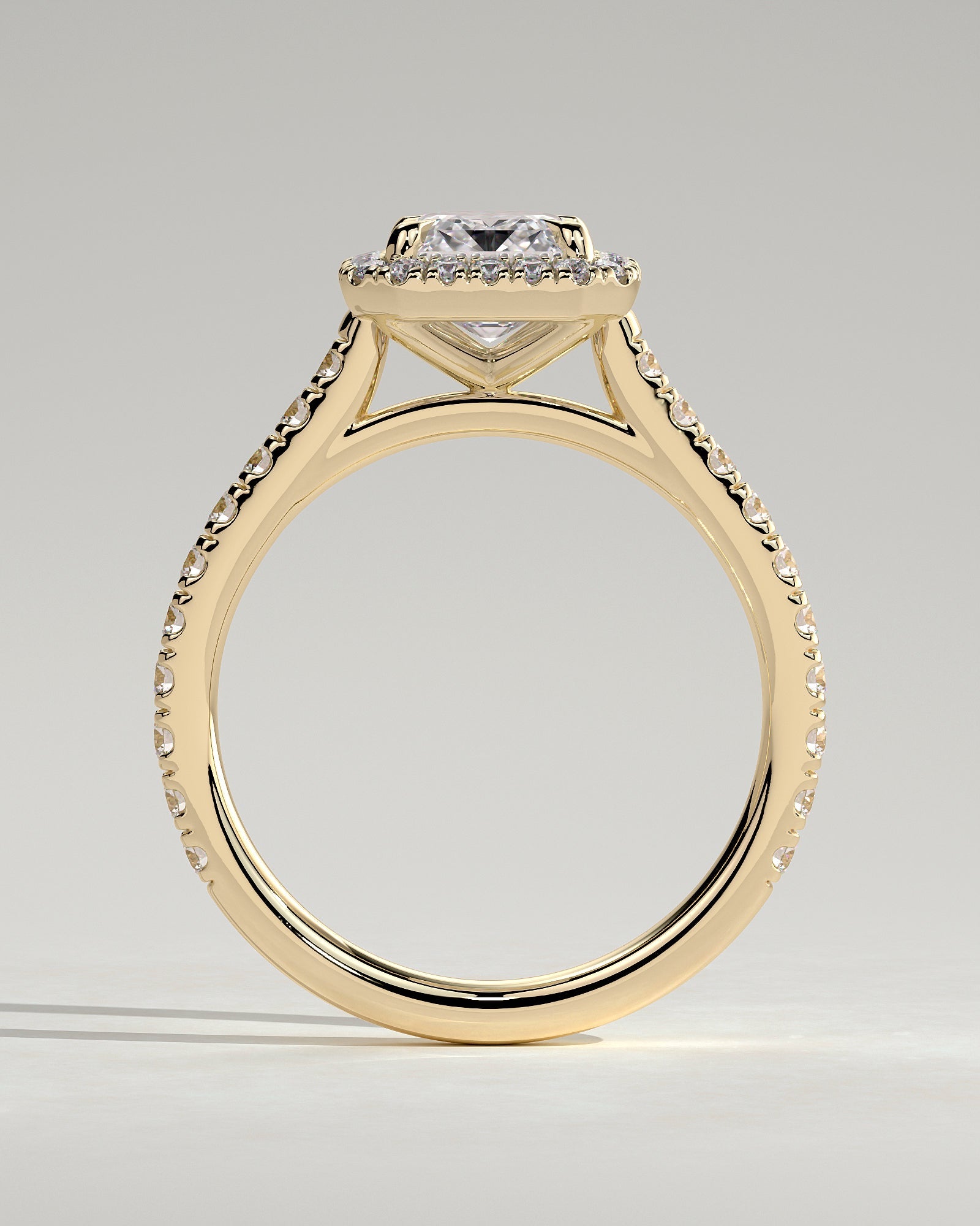 Round Halo, Pave & Split Shank Engagement Ring – 1.93 CT Lab Grown Diamond