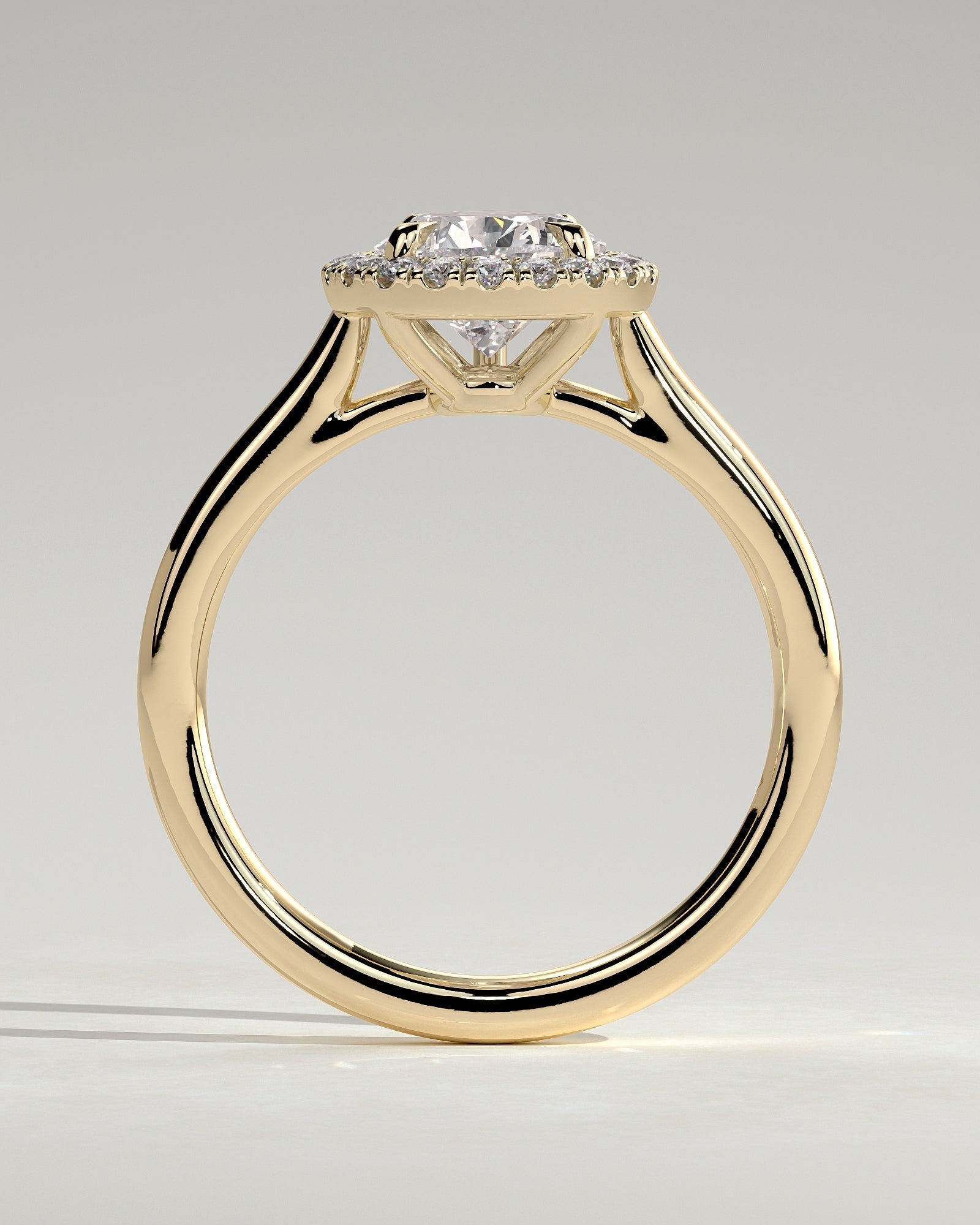 Round Halo, Pave & Split Shank Engagement Ring – 1.93 CT Lab Grown Diamond