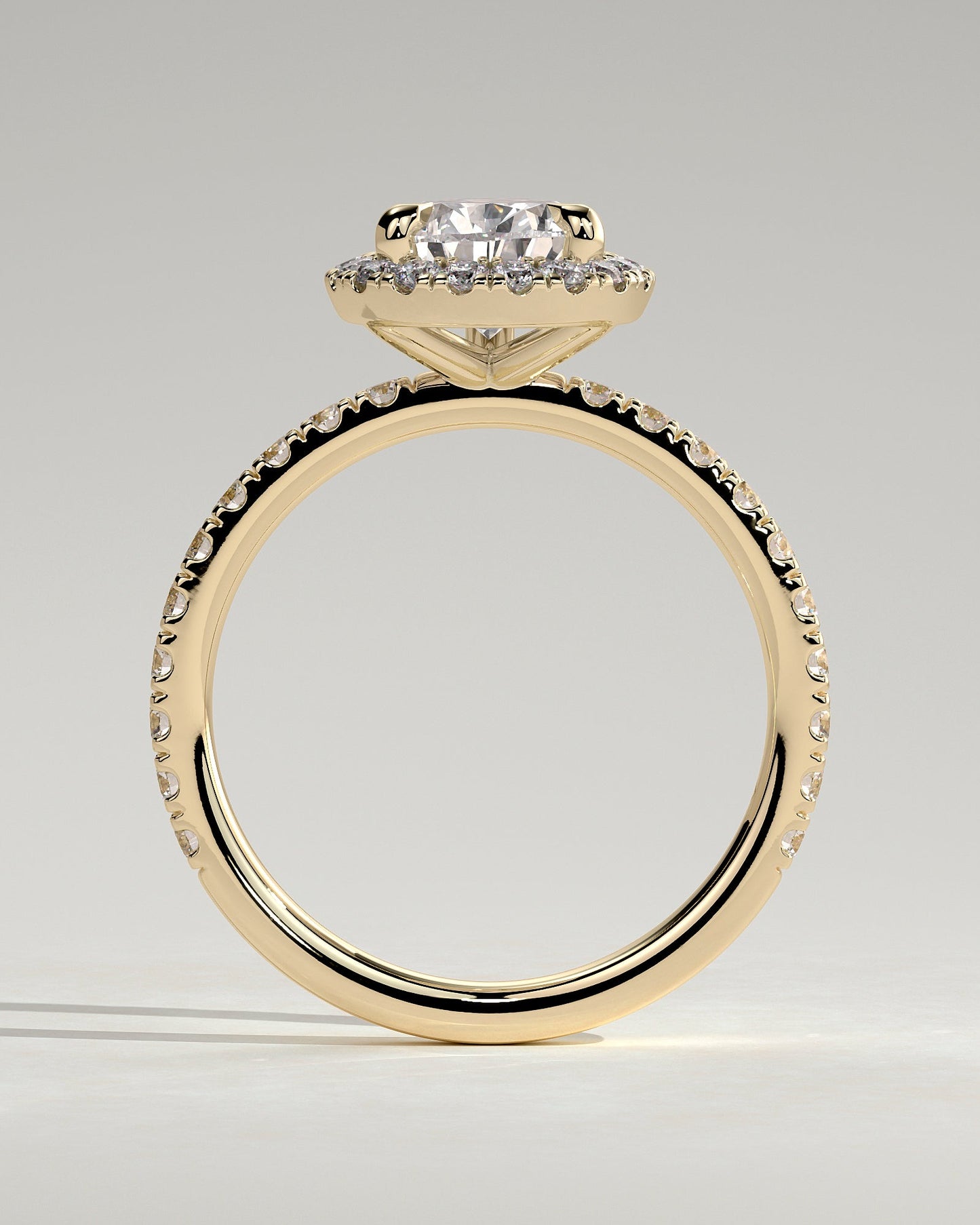 Round Halo, Pave & Split Shank Engagement Ring – 1.93 CT Lab Grown Diamond