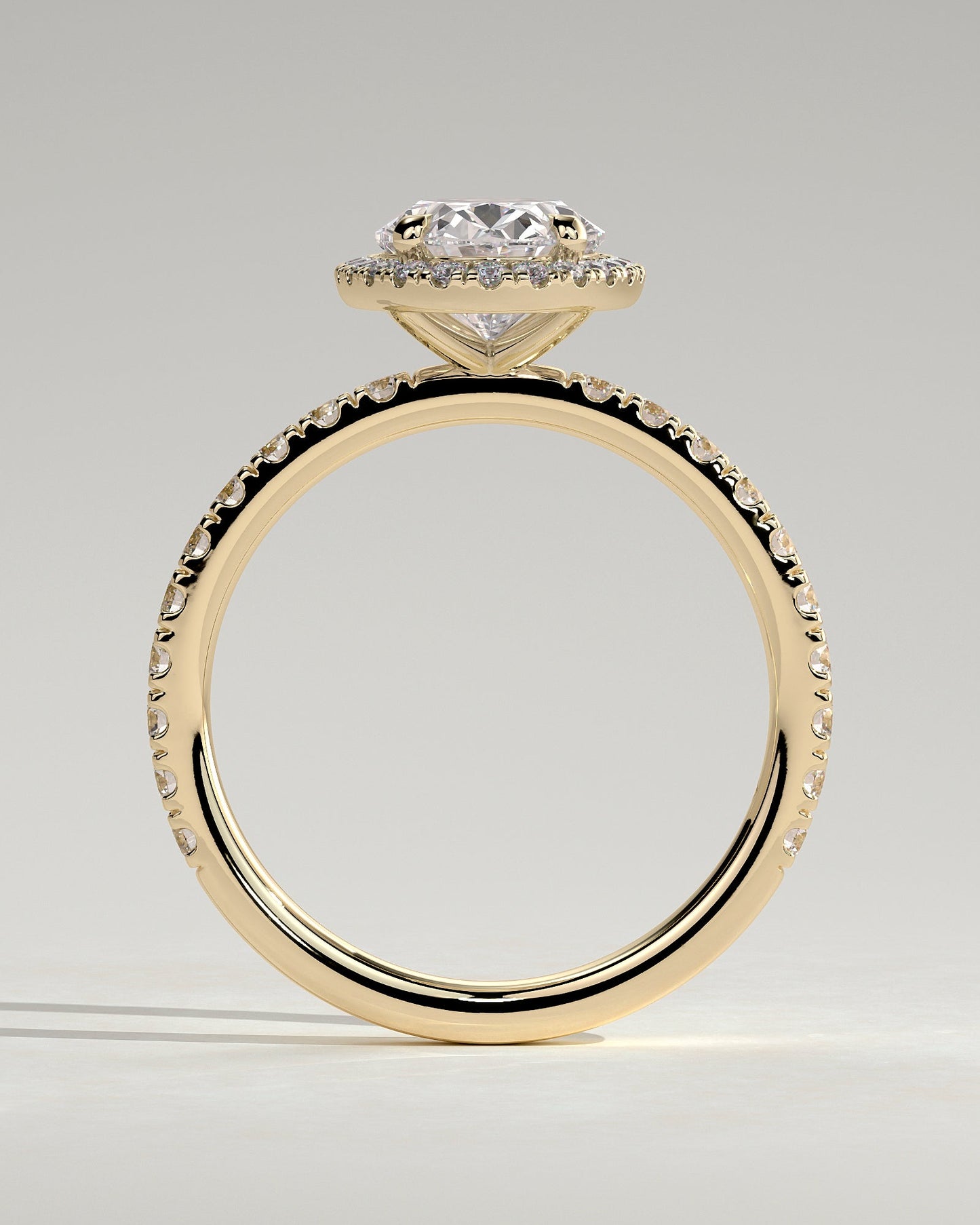 Round Halo, Pave & Split Shank Engagement Ring – 1.93 CT Lab Grown Diamond
