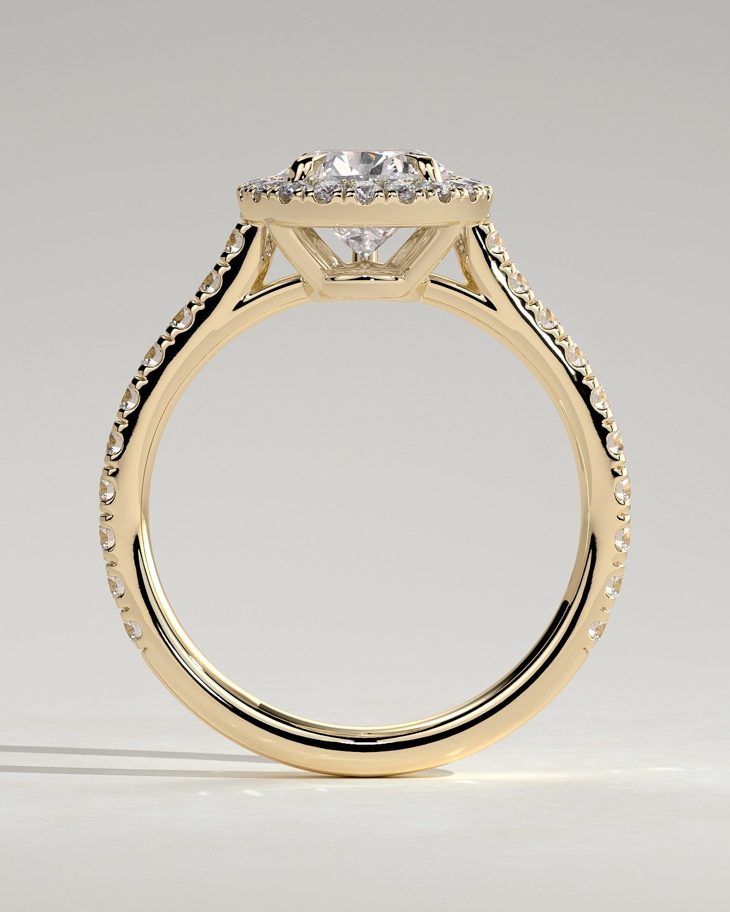 Round Halo, Pave & Split Shank Engagement Ring – 1.93 CT Lab Grown Diamond
