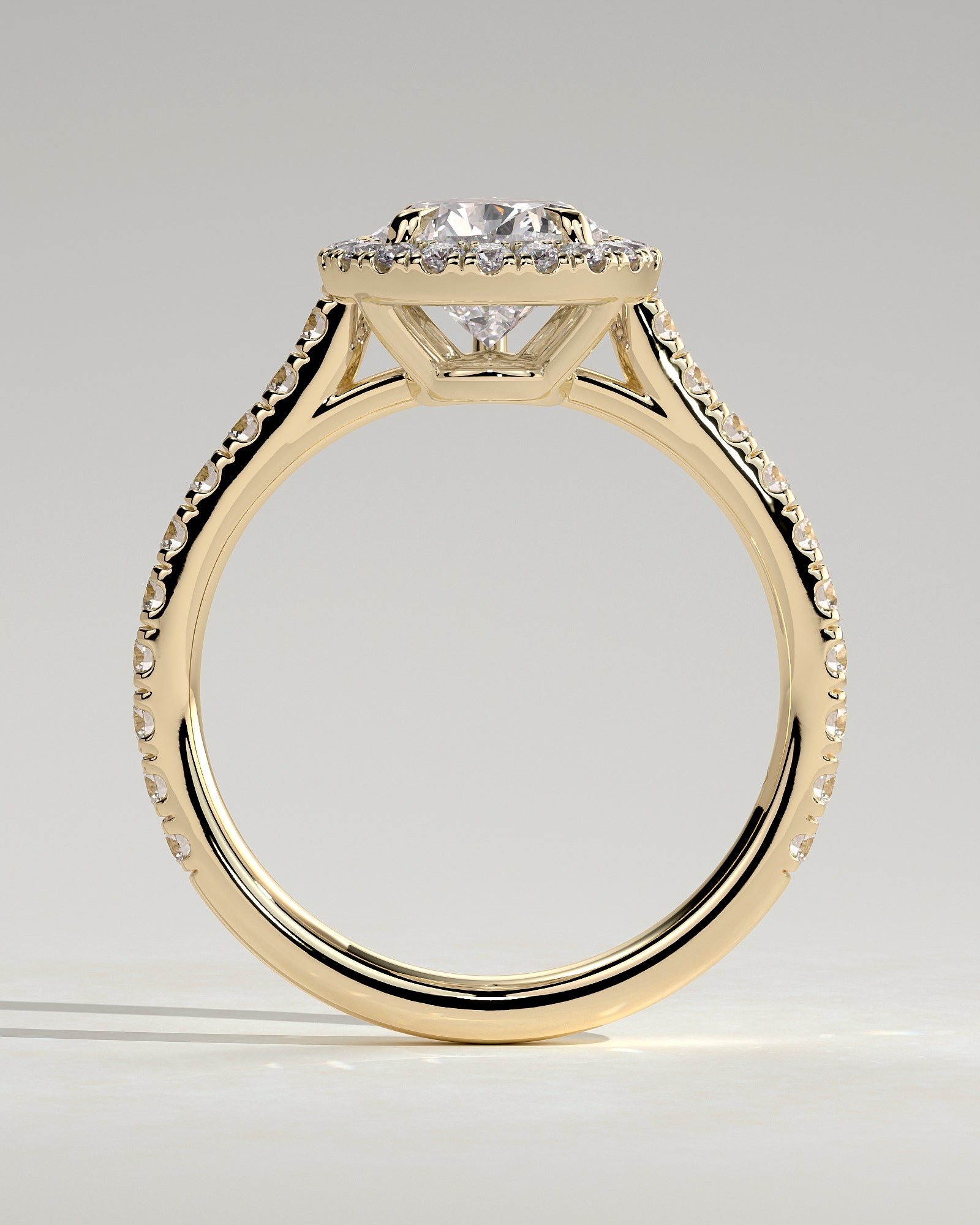Round Halo, Pave & Split Shank Engagement Ring – 1.93 CT Lab Grown Diamond