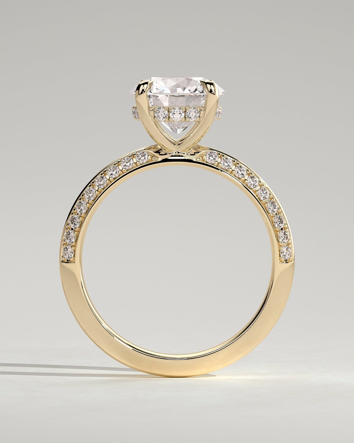 Round Halo, Pave & Split Shank Engagement Ring – 1.93 CT Lab Grown Diamond