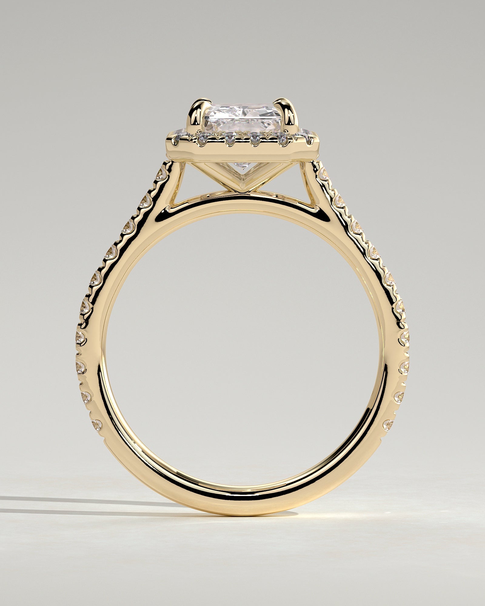 Round Halo, Pave & Split Shank Engagement Ring – 1.93 CT Lab Grown Diamond