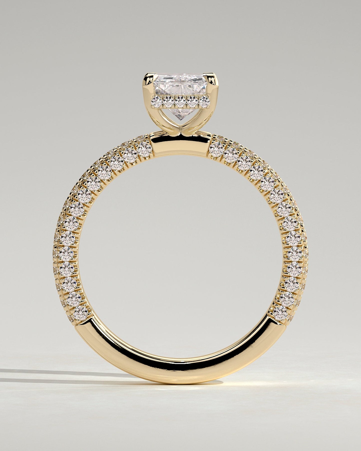 Round Halo, Pave & Split Shank Engagement Ring – 1.93 CT Lab Grown Diamond