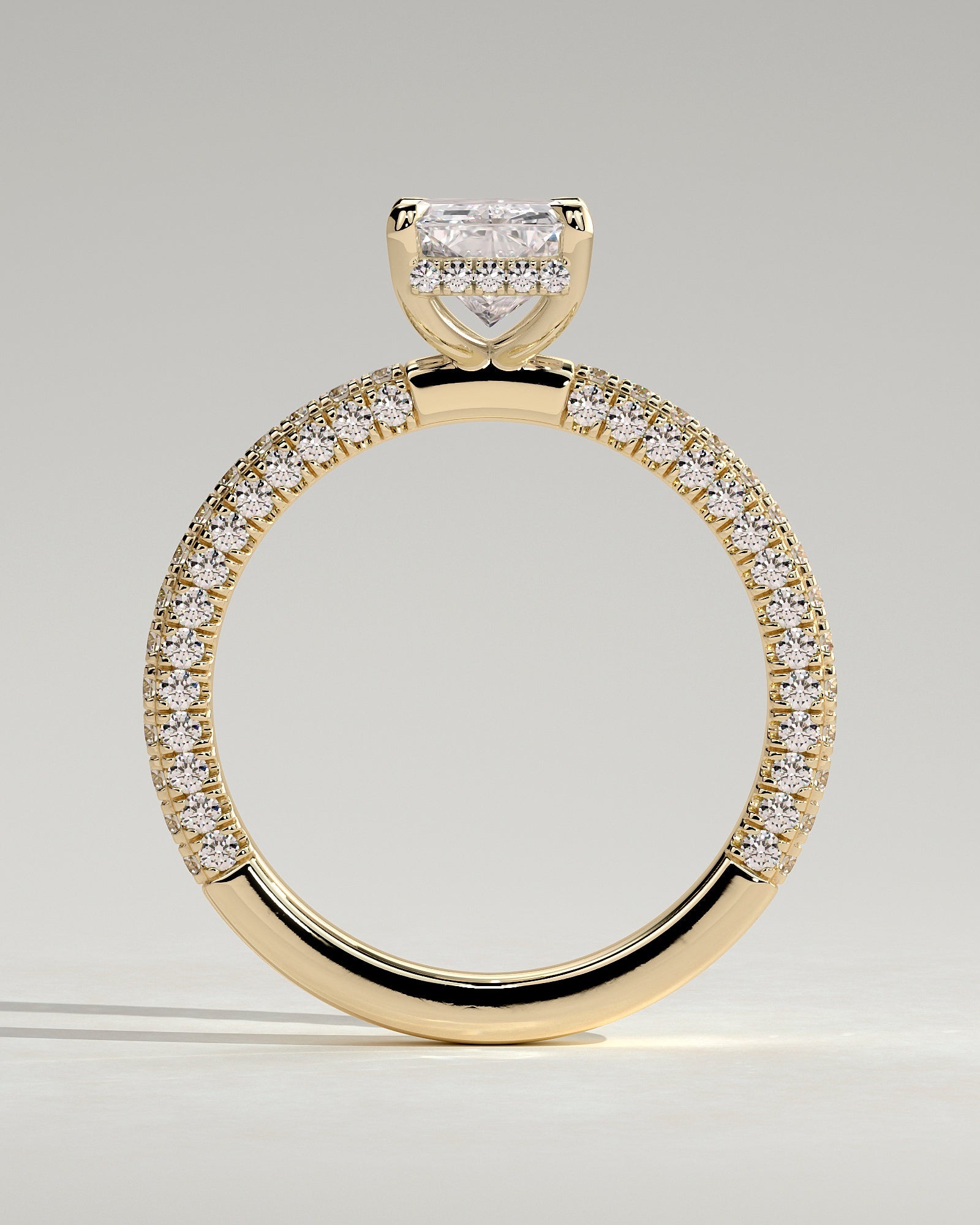 Round Halo, Pave & Split Shank Engagement Ring – 1.93 CT Lab Grown Diamond