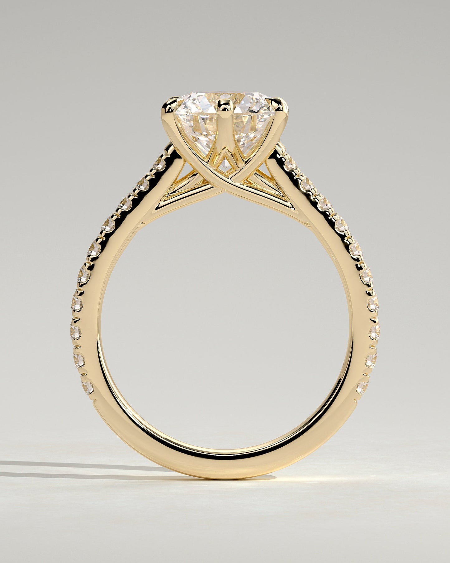 Round Halo, Pave & Split Shank Engagement Ring – 1.93 CT Lab Grown Diamond