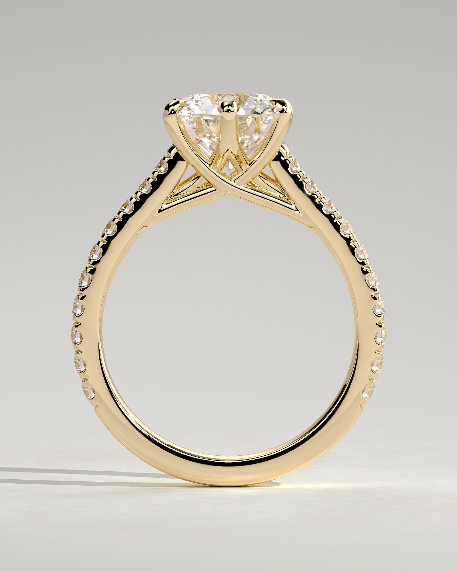 Round Halo, Pave & Split Shank Engagement Ring – 1.93 CT Lab Grown Diamond