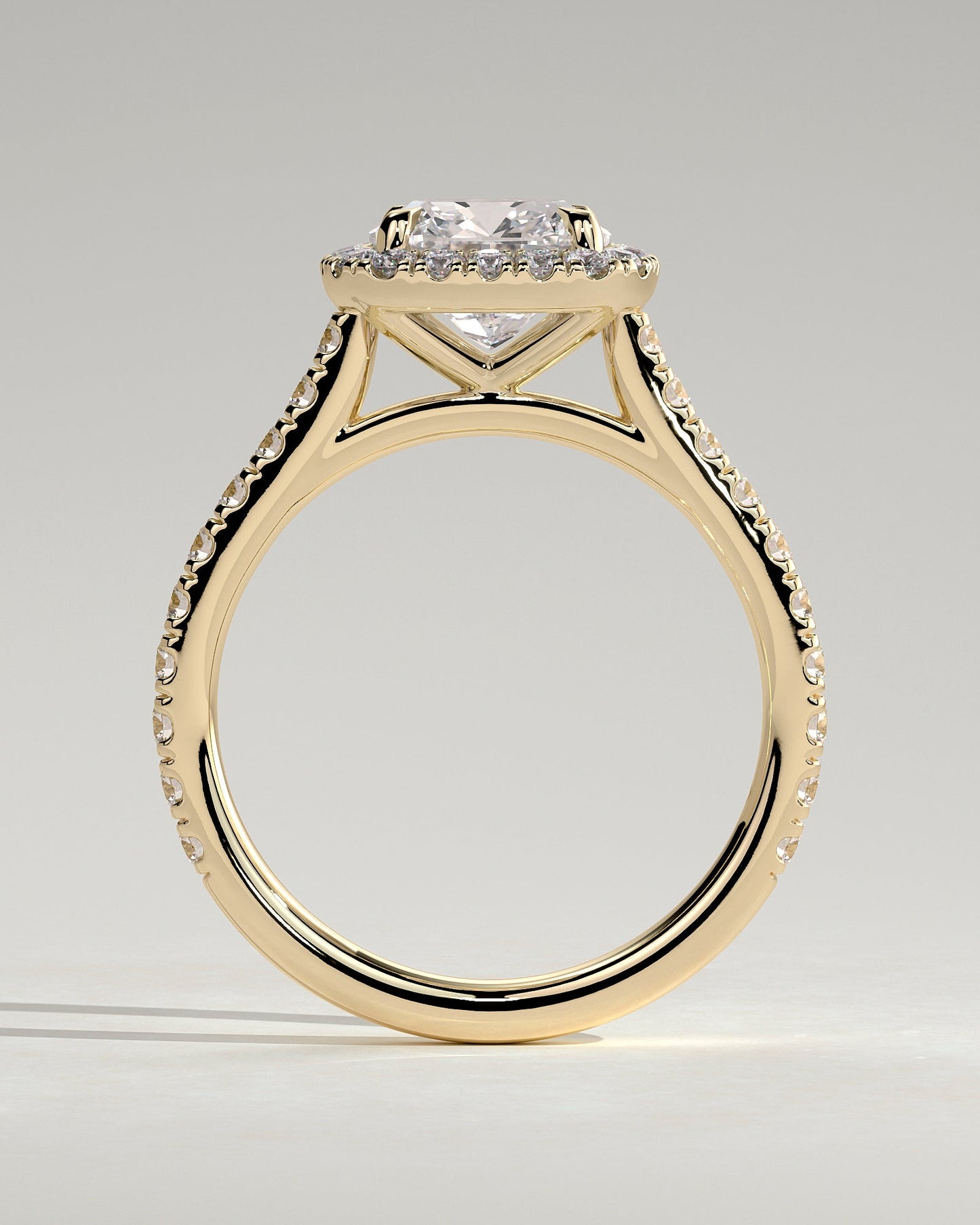 Round Halo, Pave & Split Shank Engagement Ring – 1.93 CT Lab Grown Diamond