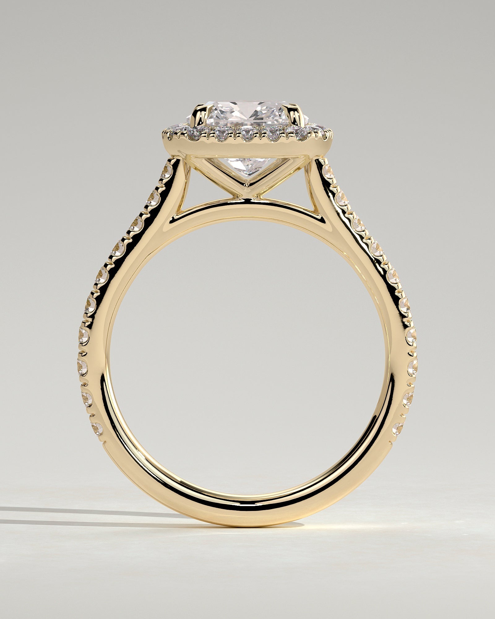 Round Halo, Pave & Split Shank Engagement Ring – 1.93 CT Lab Grown Diamond