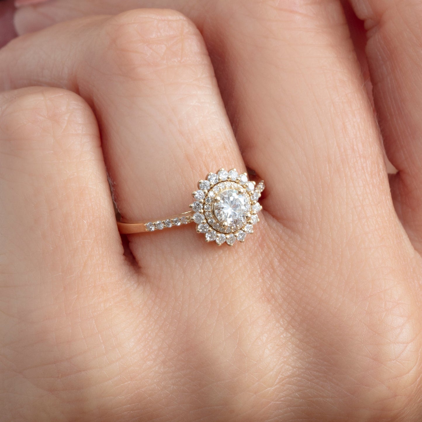 2 CT Round Three Stones Lab Grown Diamond Engagement Ring
