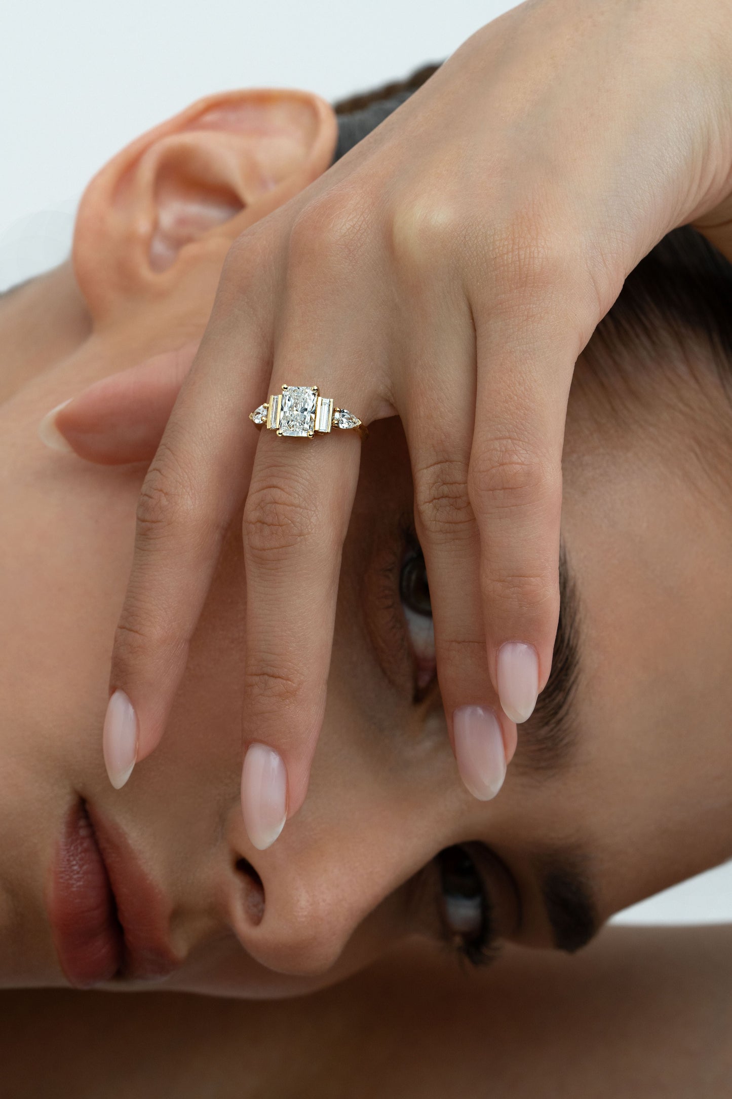 2 CT Round Three Stones Lab Grown Diamond Engagement Ring