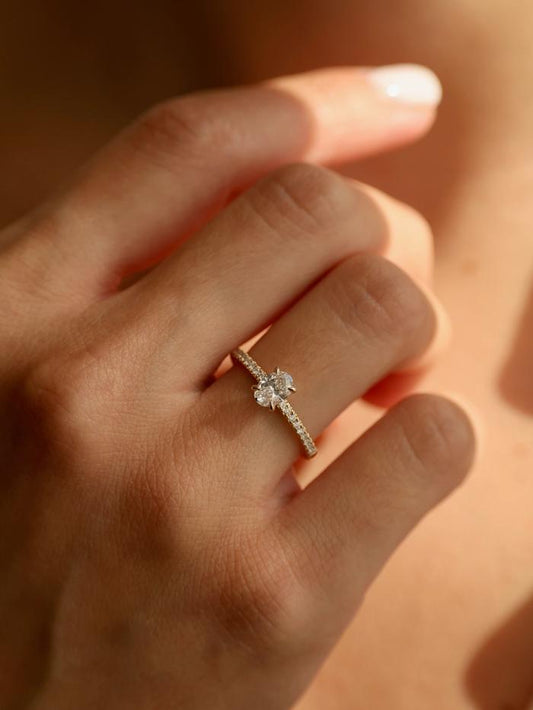 Marquise Cut Cluster Styled Lab Grown Diamond Engagement Ring