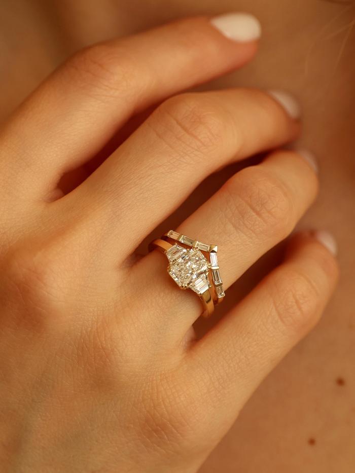 Marquise Cut Cluster Styled Lab Grown Diamond Engagement Ring