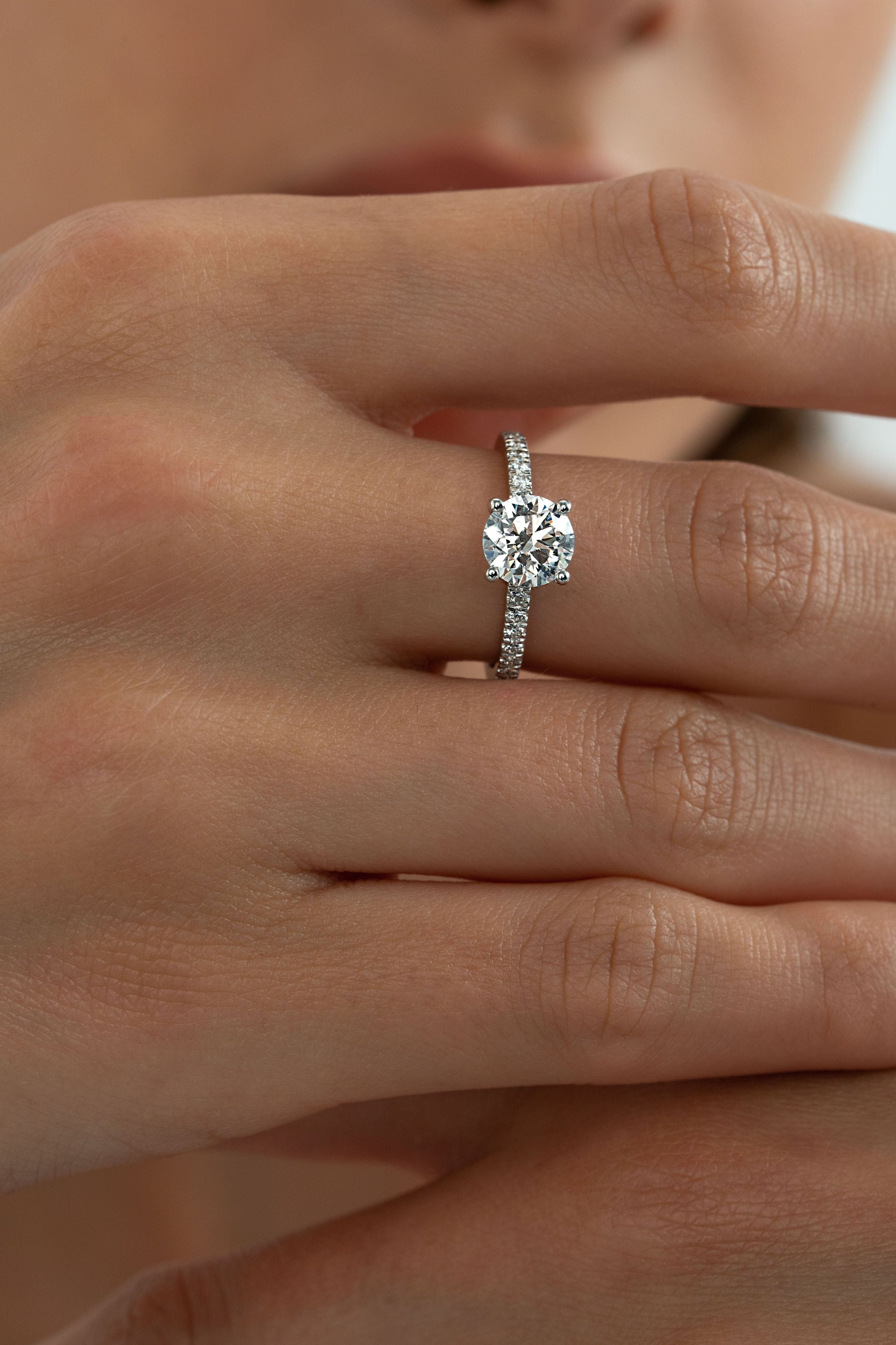 2 CT Round Three Stones Lab Grown Diamond Engagement Ring