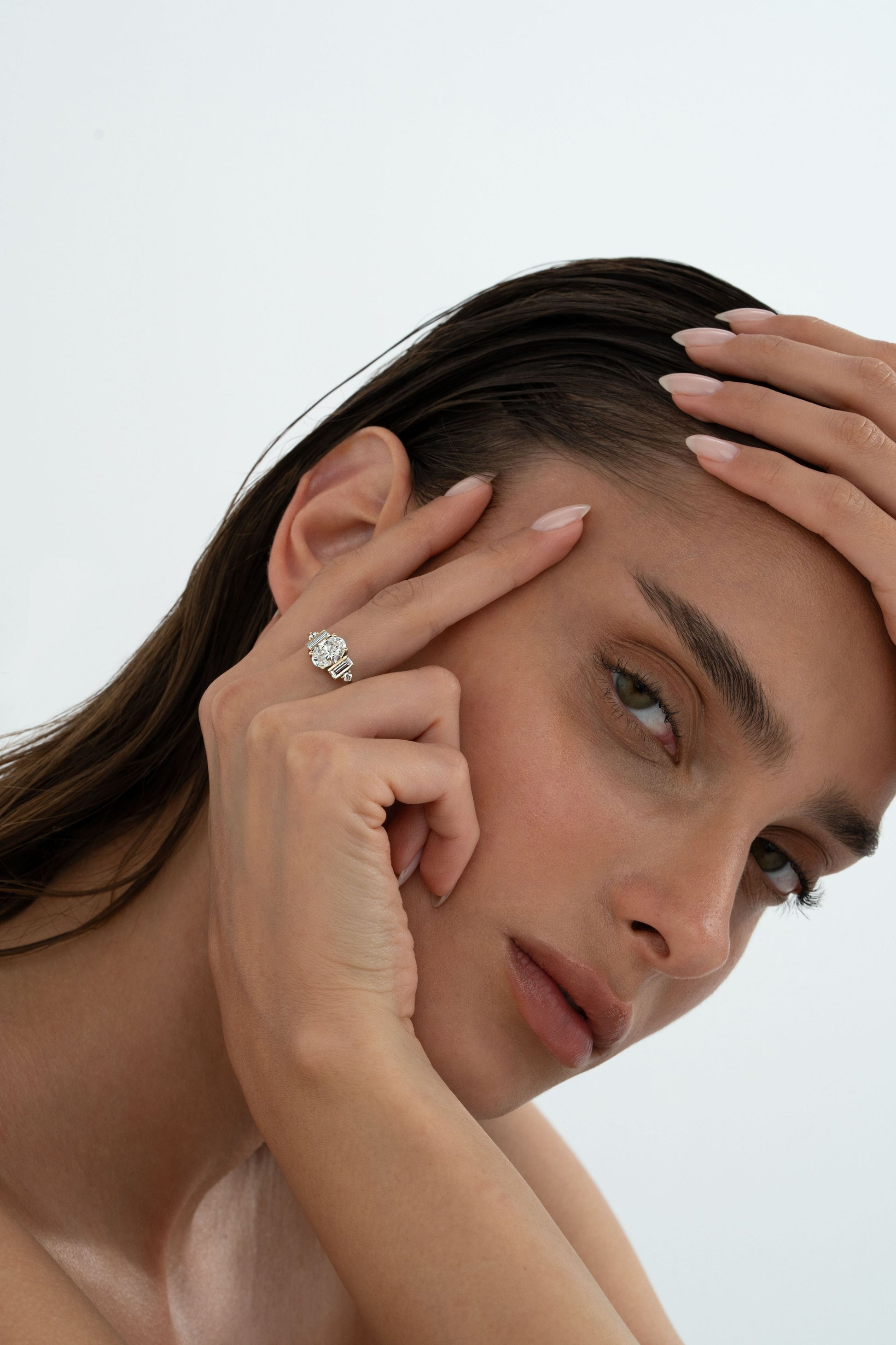 2 CT Round Three Stones Lab Grown Diamond Engagement Ring
