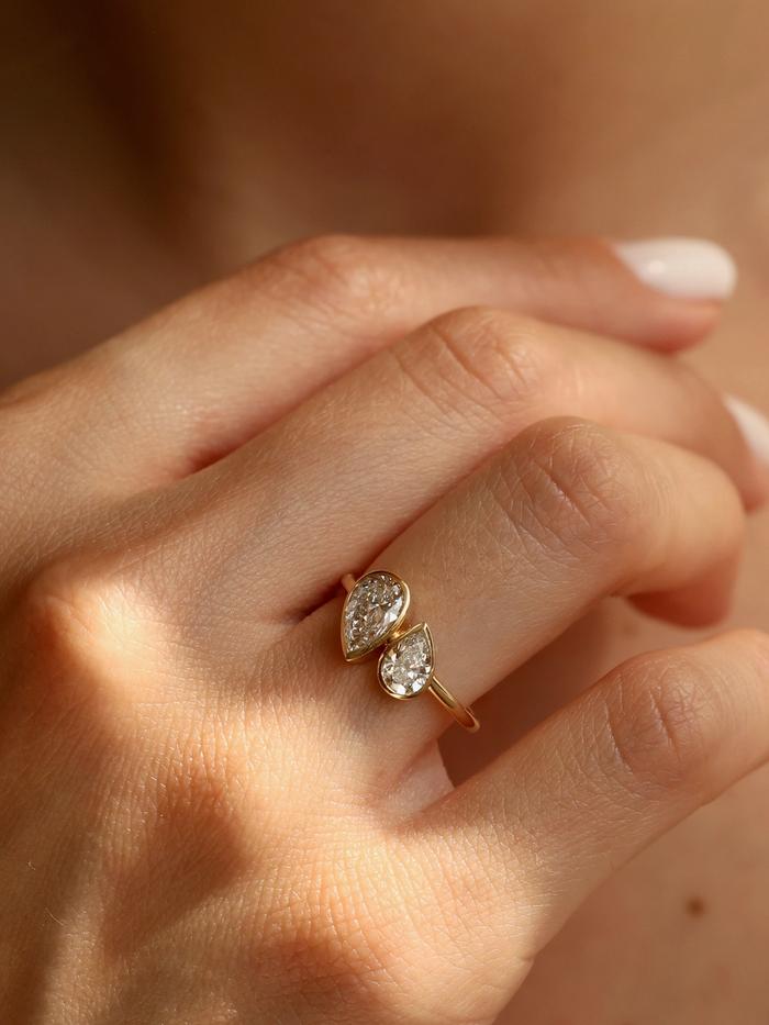 Marquise Cut Cluster Styled Lab Grown Diamond Engagement Ring