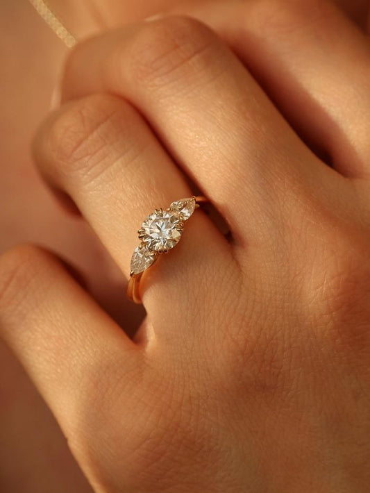 Marquise Cut Cluster Styled Lab Grown Diamond Engagement Ring