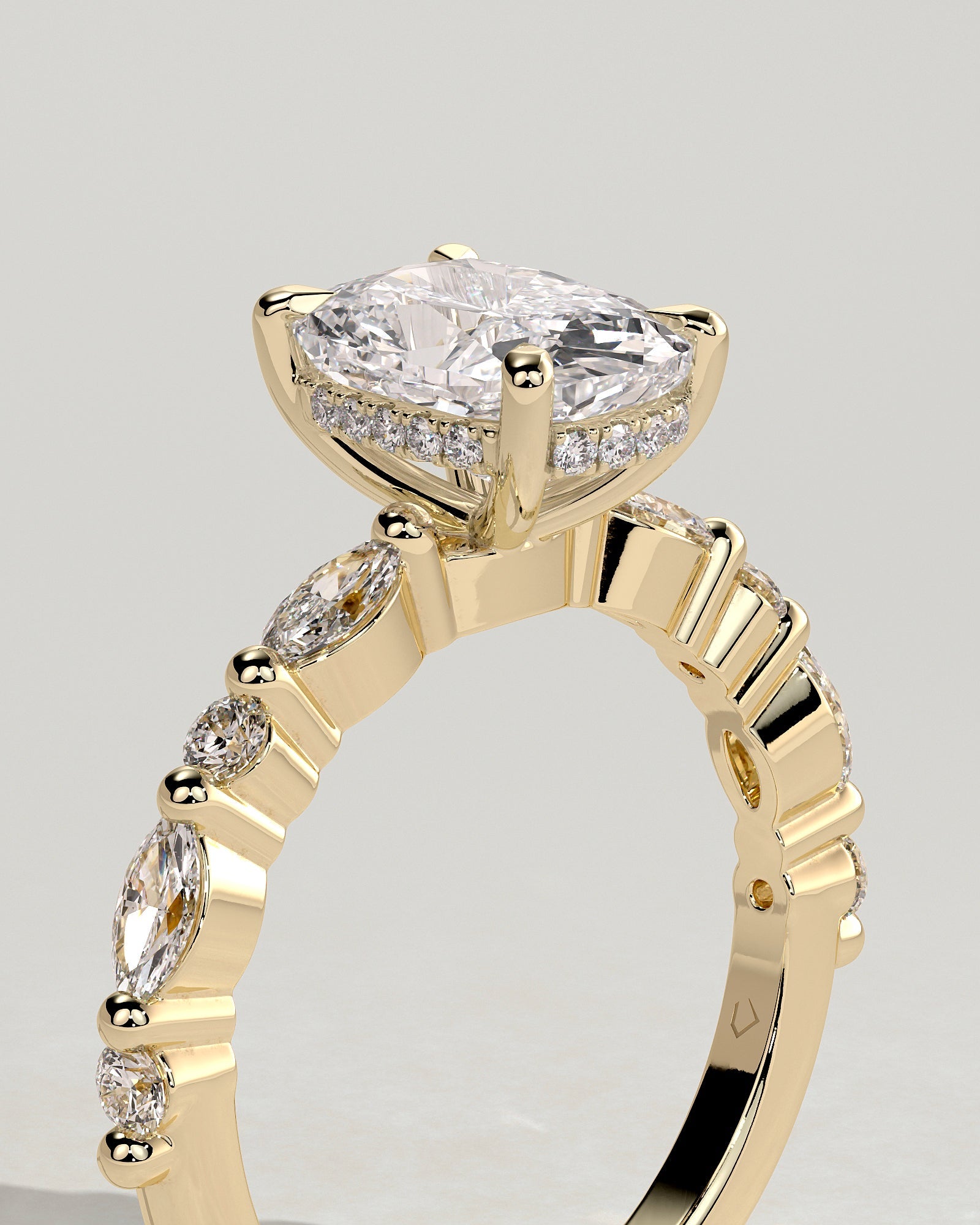Round Halo, Pave & Split Shank Engagement Ring – 1.93 CT Lab Grown Diamond