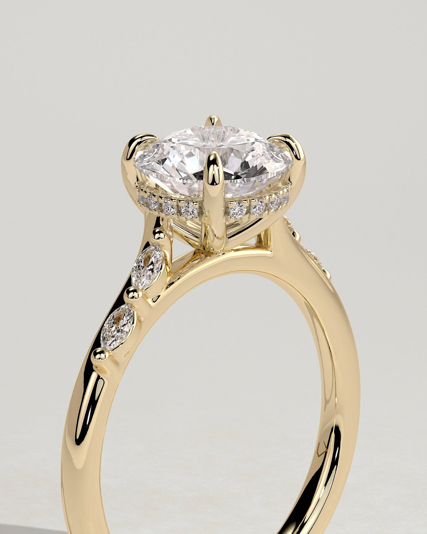Round Halo, Pave & Split Shank Engagement Ring – 1.93 CT Lab Grown Diamond