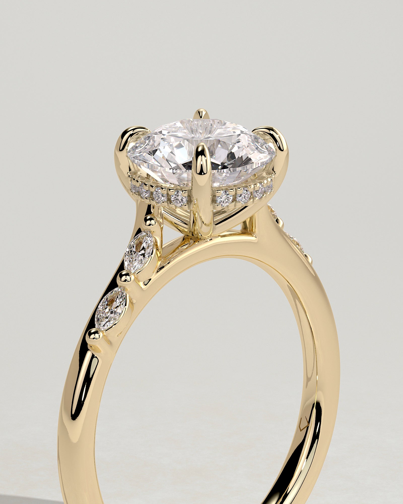 Round Halo, Pave & Split Shank Engagement Ring – 1.93 CT Lab Grown Diamond