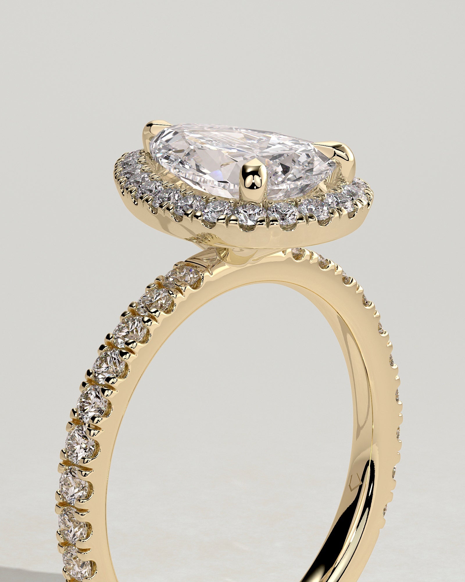 Round Halo, Pave & Split Shank Engagement Ring – 1.93 CT Lab Grown Diamond