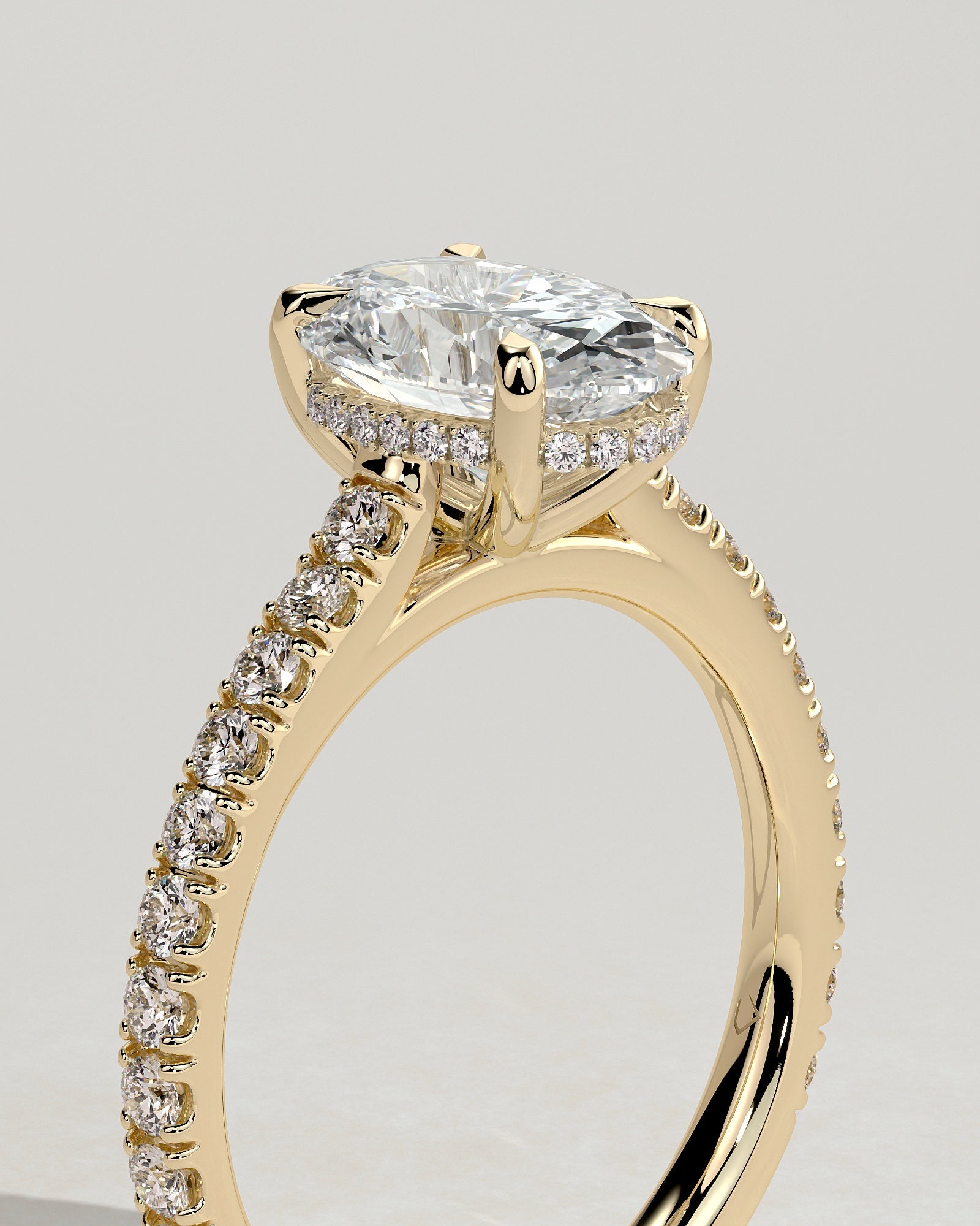Round Halo, Pave & Split Shank Engagement Ring – 1.93 CT Lab Grown Diamond