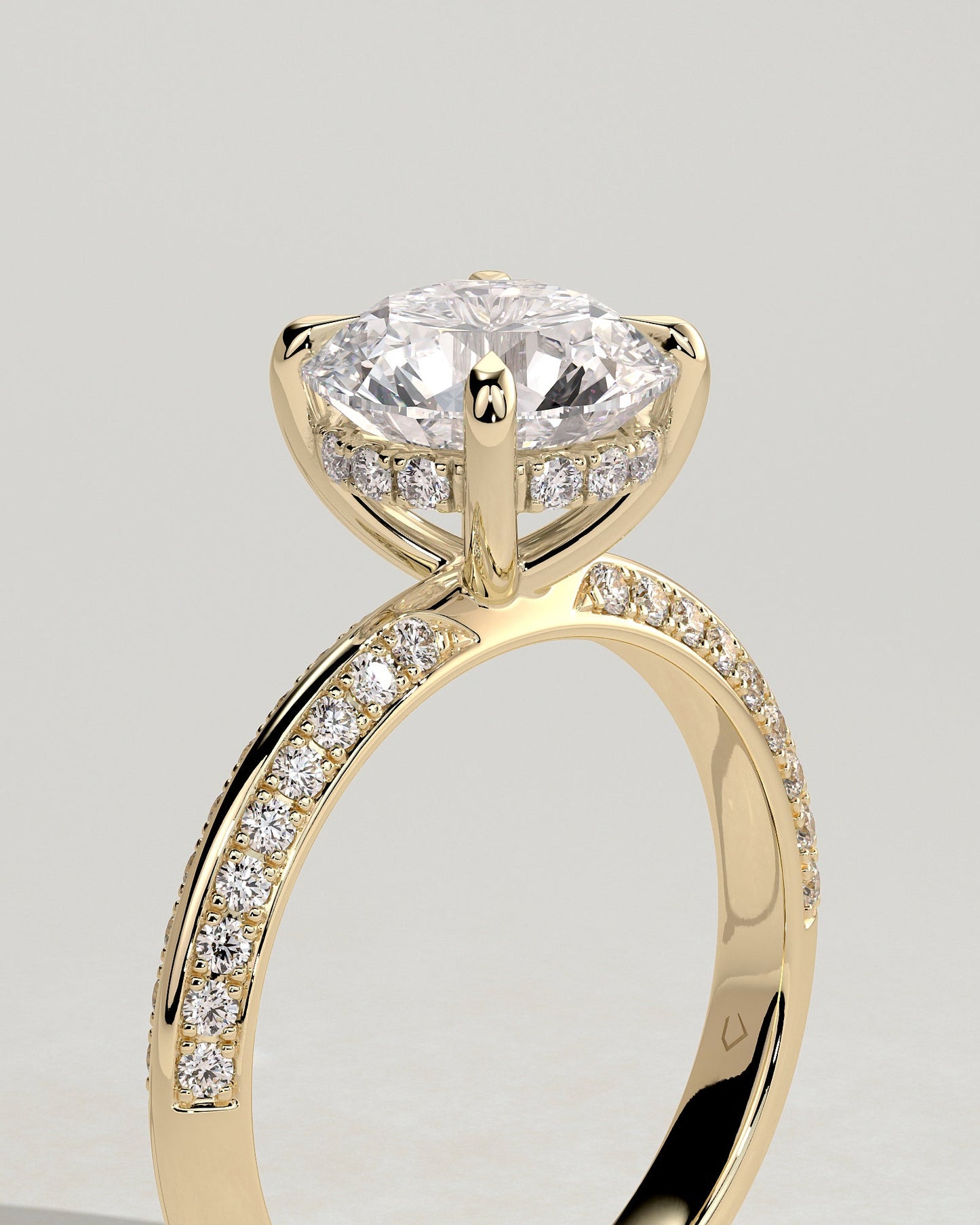 Round Halo, Pave & Split Shank Engagement Ring – 1.93 CT Lab Grown Diamond