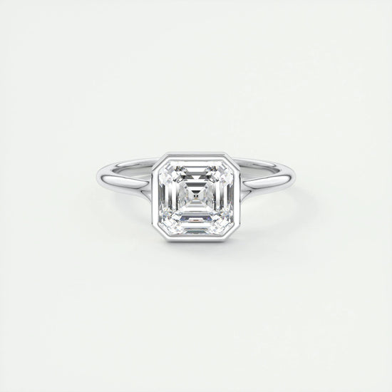 2 CT Asscher Bezel CVD F/VS1 Diamond Engagement Ring 1