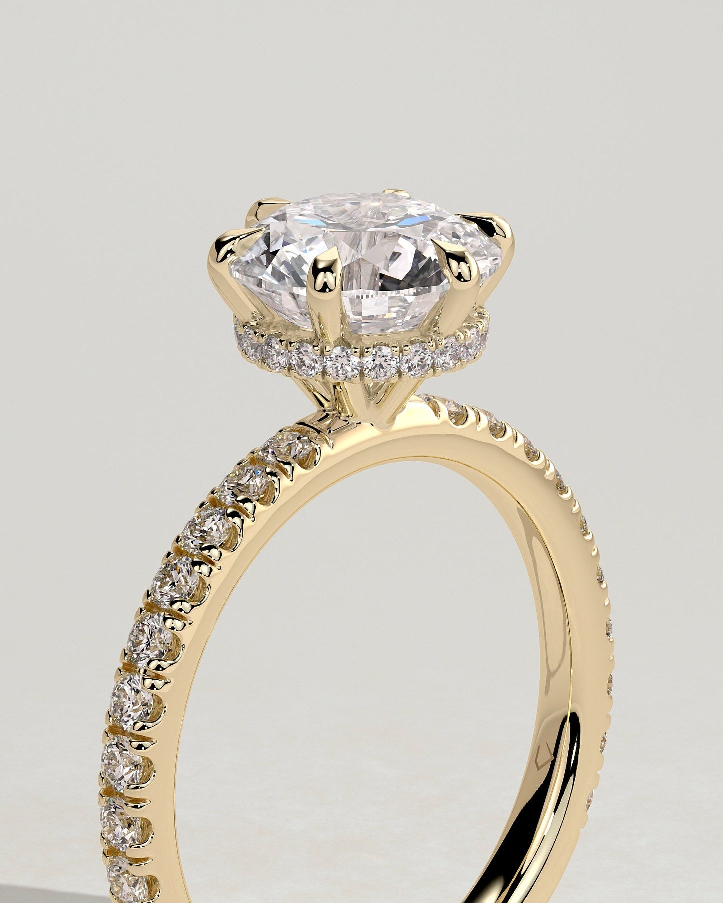 Round Halo, Pave & Split Shank Engagement Ring – 1.93 CT Lab Grown Diamond