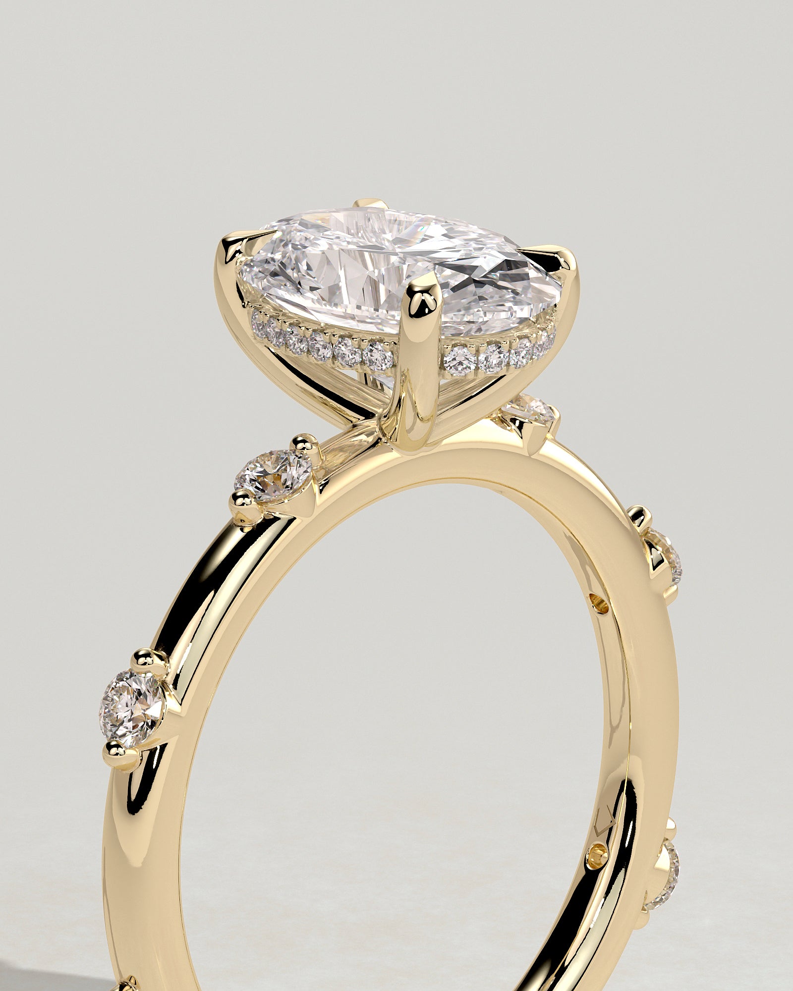 Round Halo, Pave & Split Shank Engagement Ring – 1.93 CT Lab Grown Diamond