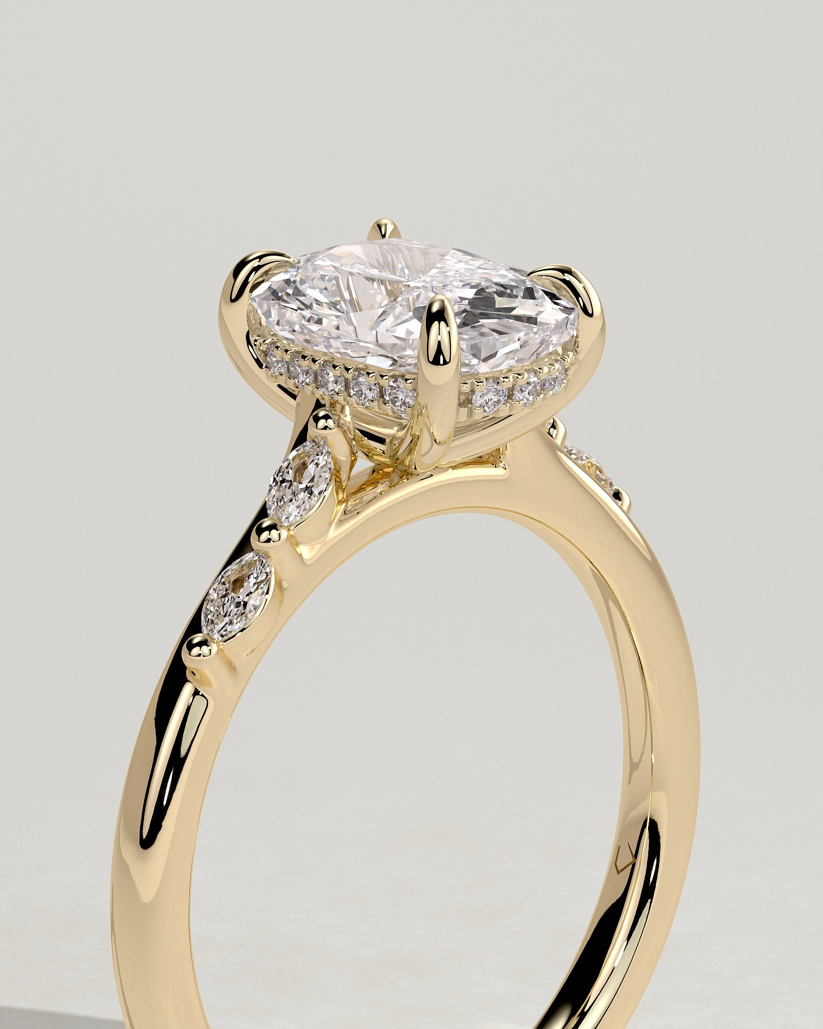 Round Halo, Pave & Split Shank Engagement Ring – 1.93 CT Lab Grown Diamond
