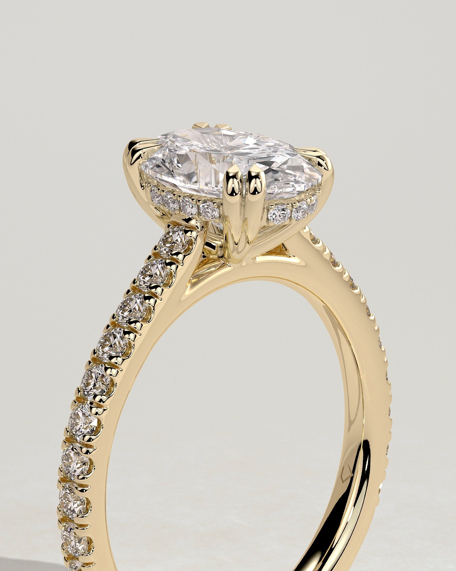 Round Halo, Pave & Split Shank Engagement Ring – 1.93 CT Lab Grown Diamond