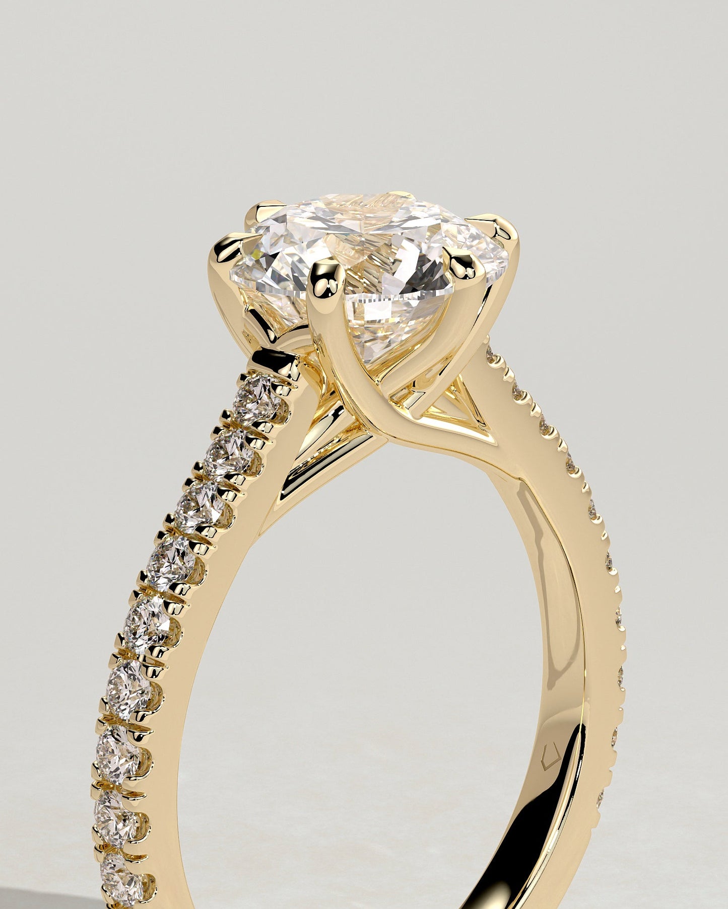 Round Halo, Pave & Split Shank Engagement Ring – 1.93 CT Lab Grown Diamond