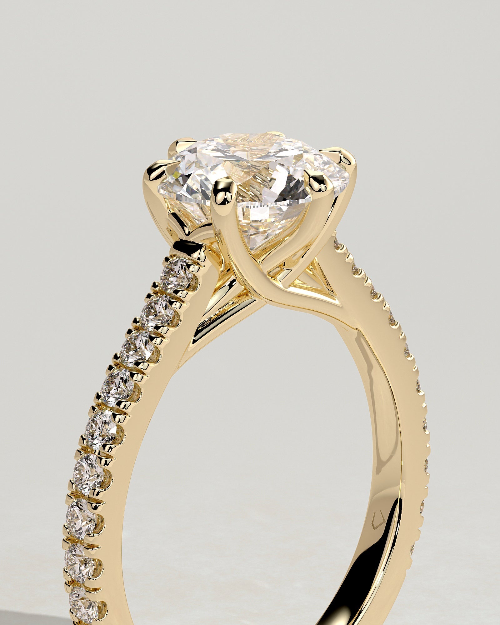 Round Halo, Pave & Split Shank Engagement Ring – 1.93 CT Lab Grown Diamond
