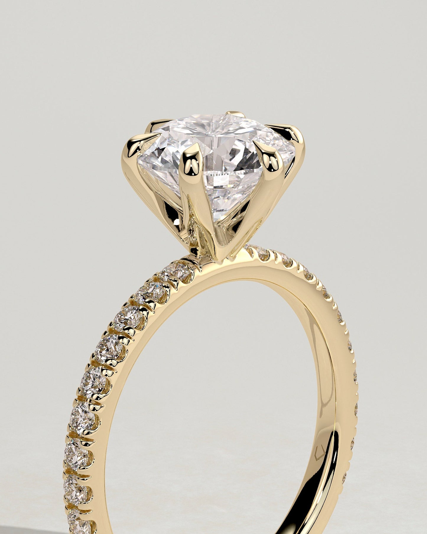 Round Halo, Pave & Split Shank Engagement Ring – 1.93 CT Lab Grown Diamond