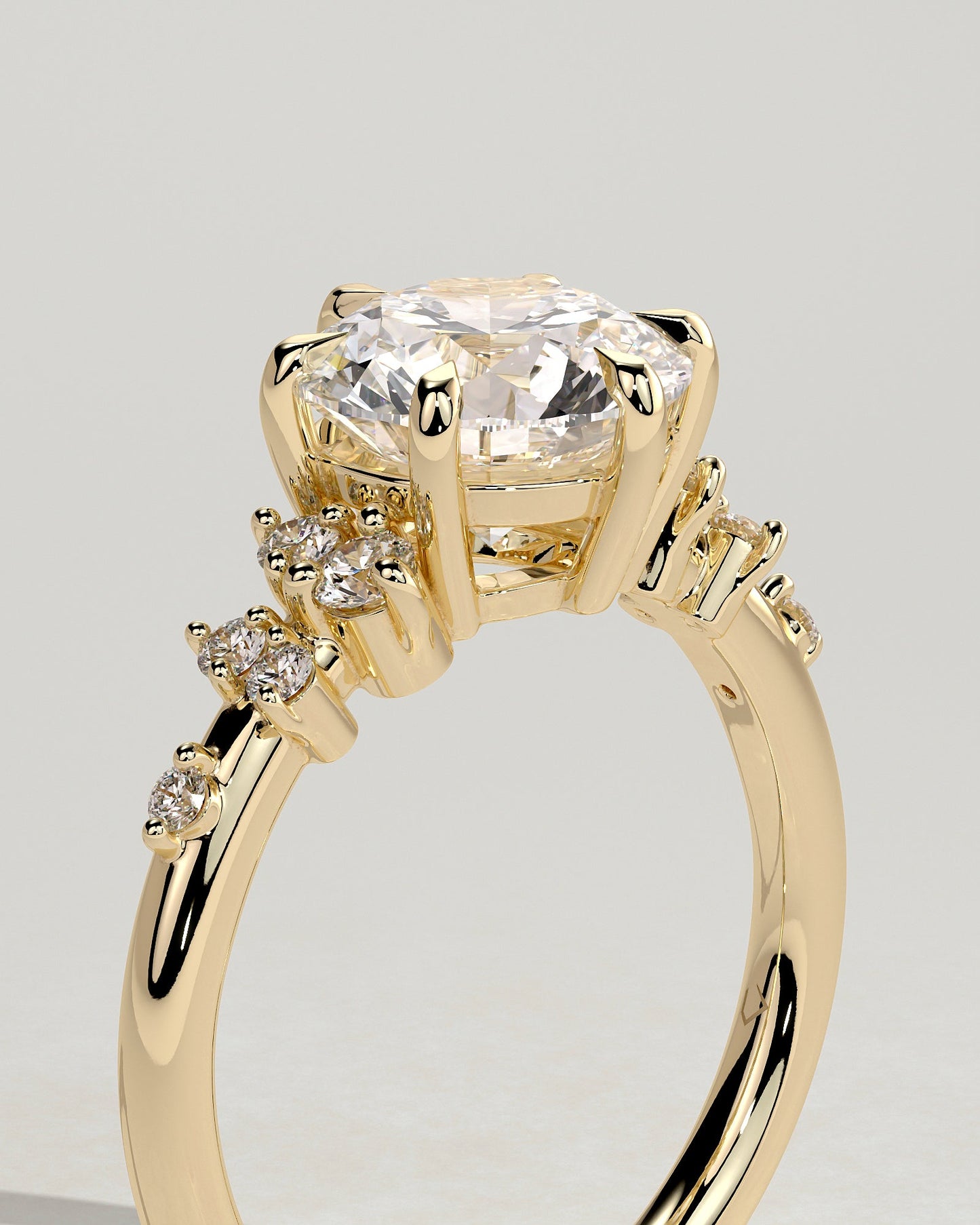 Round Halo, Pave & Split Shank Engagement Ring – 1.93 CT Lab Grown Diamond