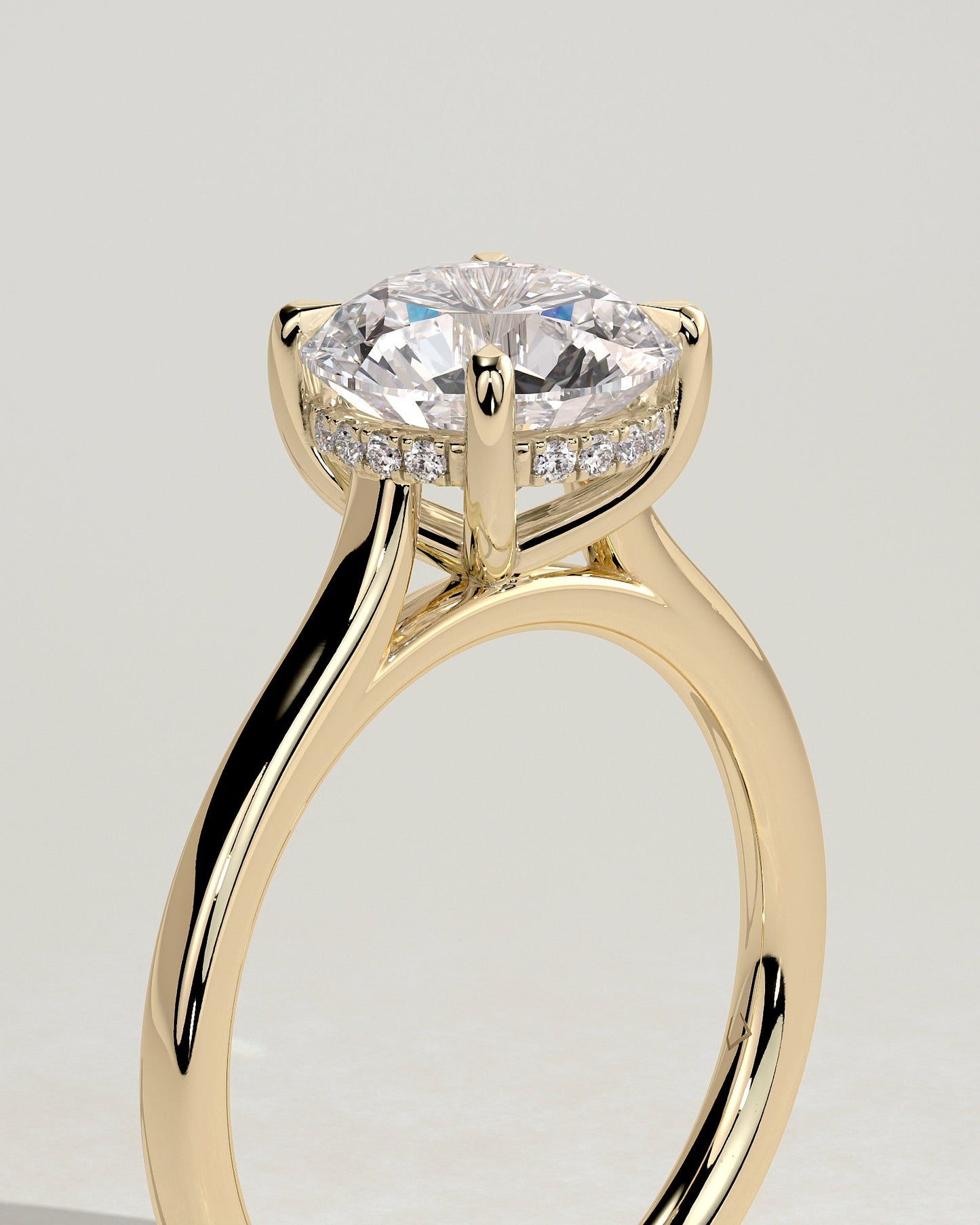 Round Halo, Pave & Split Shank Engagement Ring – 1.93 CT Lab Grown Diamond